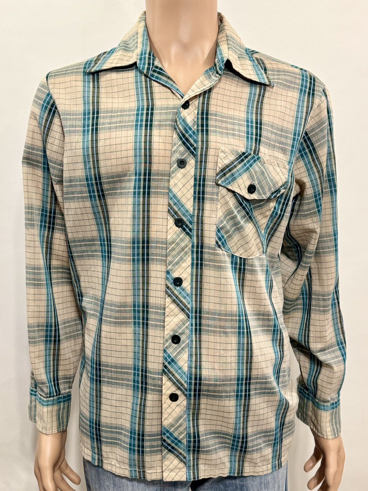 Vintage Men’s 1970’s Plaid Button Down Shirt Size US M / EU 48-50 / 2 - 3 Thumbnail