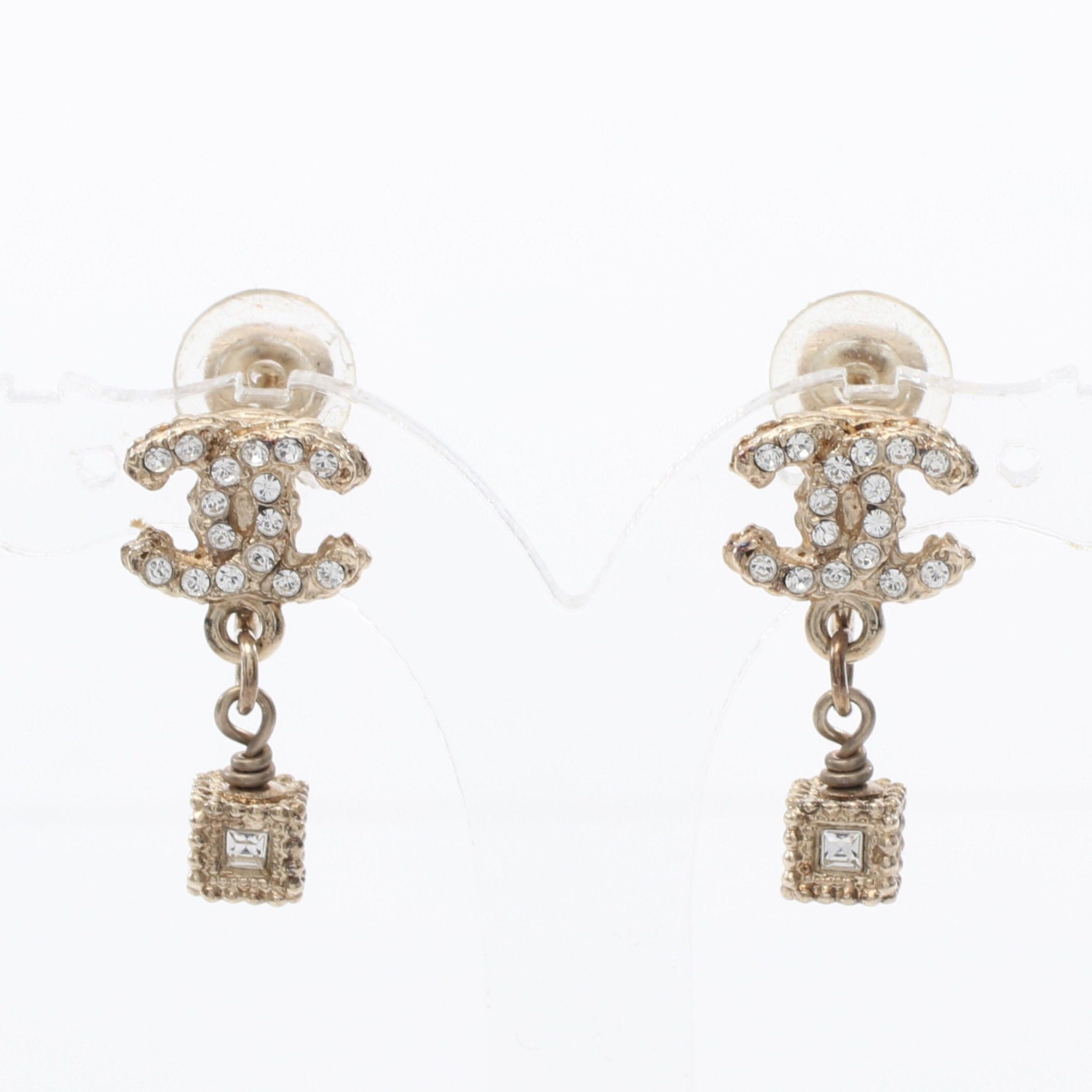 Chanel Chanel Coco Mark Earrings Gp Rhinestone Gold Clear A11A Size ONE SIZE - 1 Thumbnail