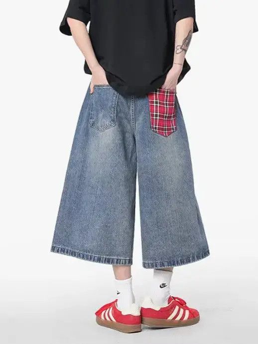 Japanese Brand Retro checkered wide leg denim shorts Size US 32 / EU 48 - 1 Thumbnail