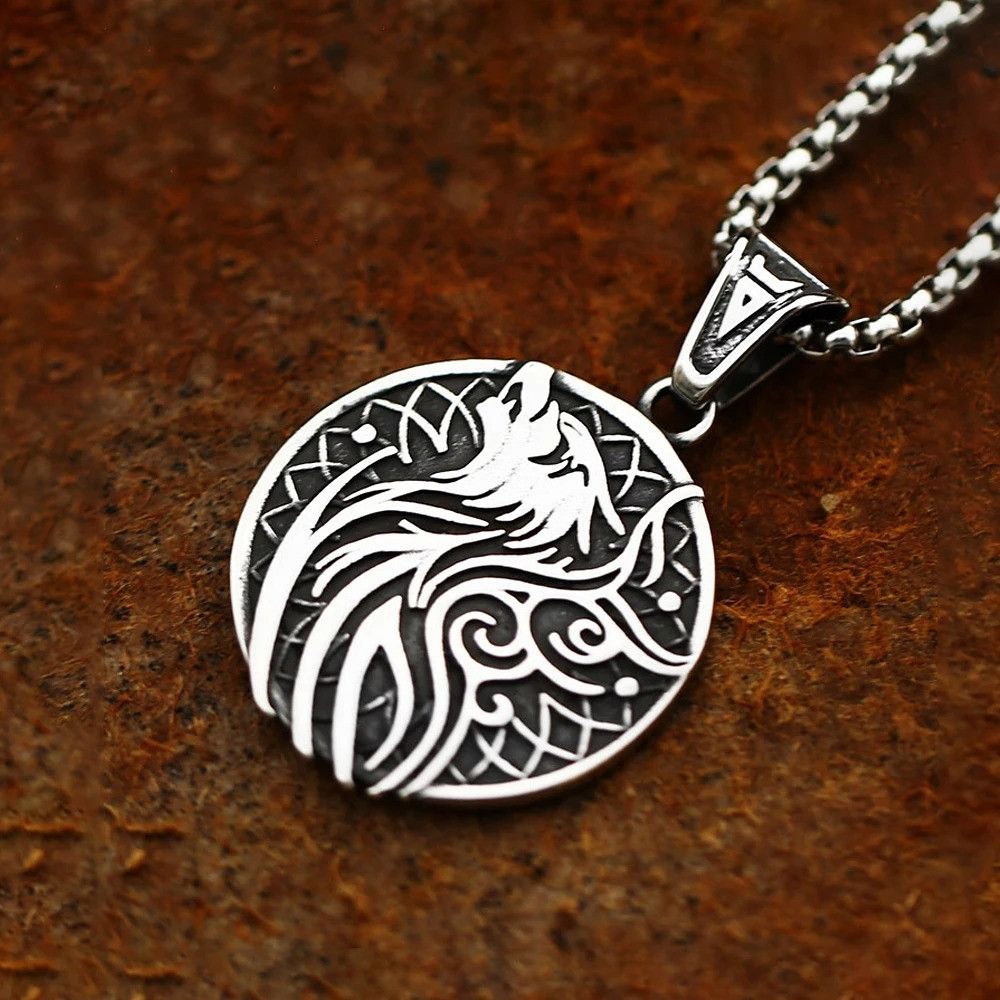 Other Vintage Men Viking Wolf Pendant Necklace Size ONE SIZE - 1 Thumbnail
