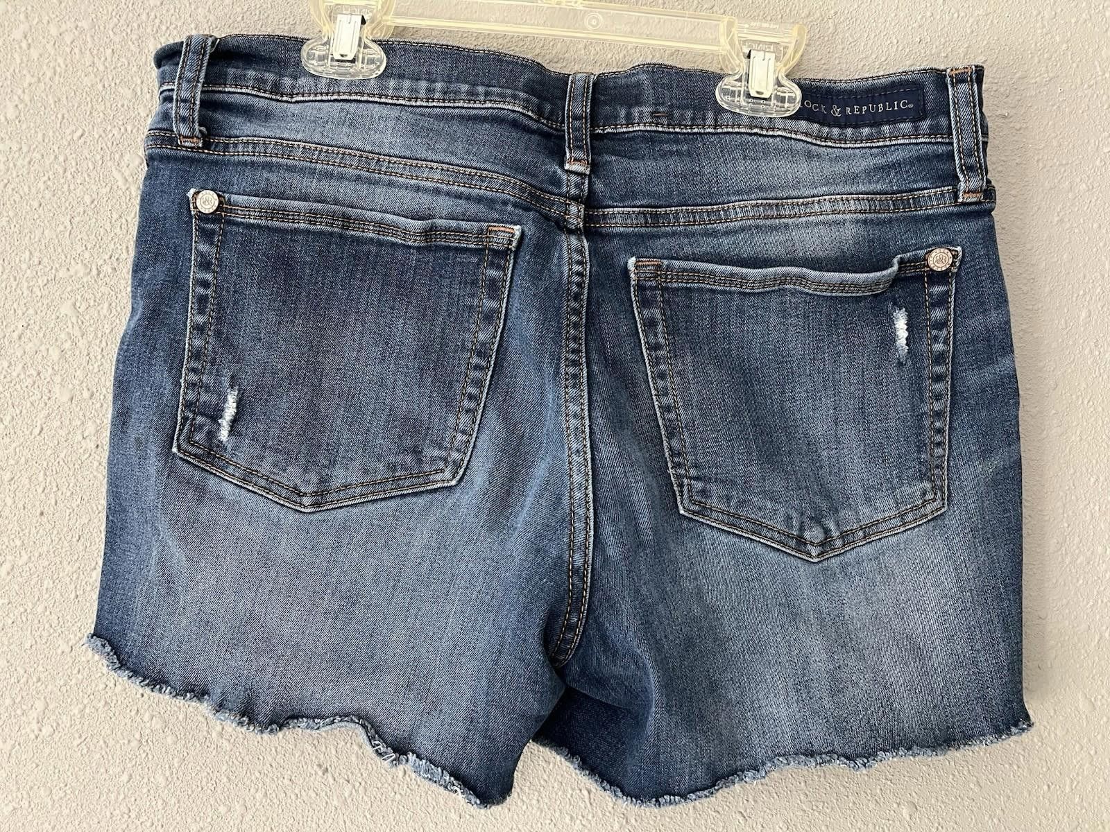 Rock & Republic Rock & Republic Shorts Size 12 Blue Denim Cutoff Stretch Size 34" / US 12 / IT 48 - 2 Thumbnail
