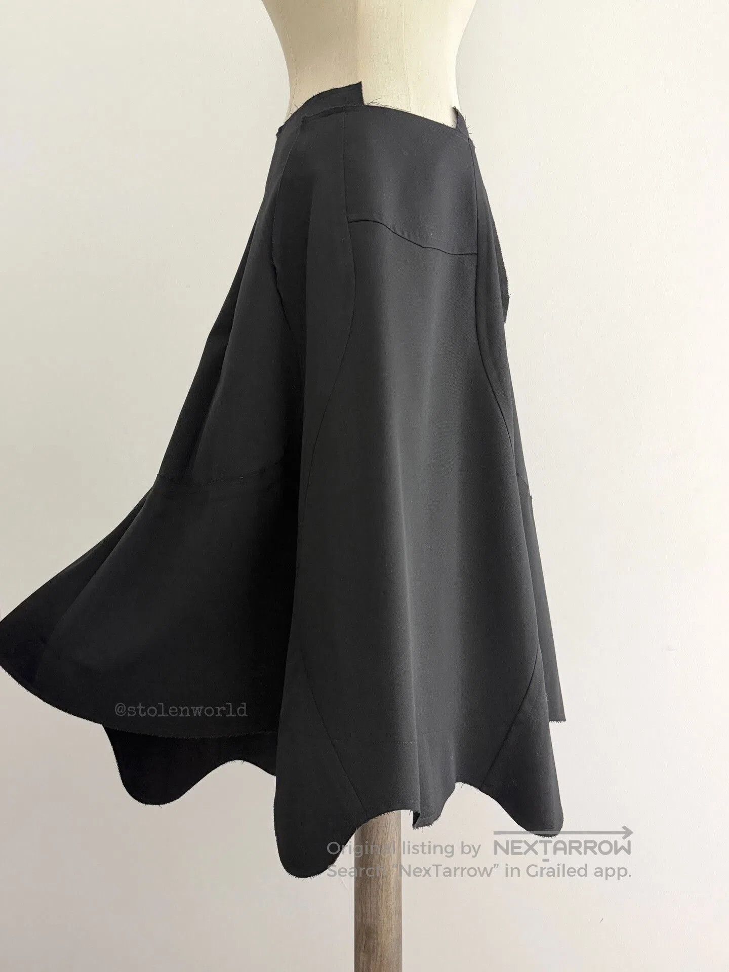 Comme des Garcons black deconstructed hemline skirt. Size 23" - 5 Thumbnail