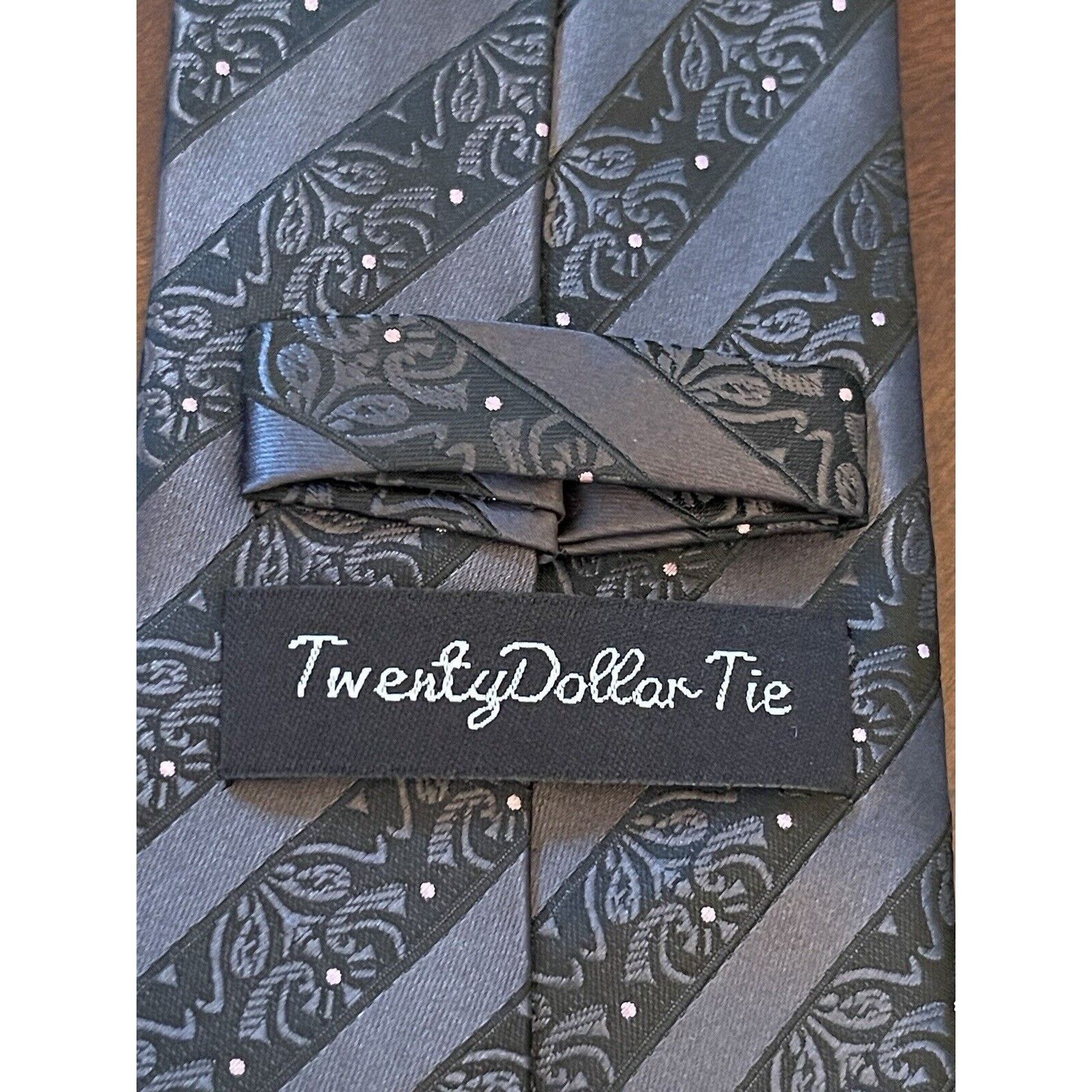 Other Twenty Dollar Tie Black Pink Hand Made 100% Silk Size ONE SIZE - 8 Thumbnail