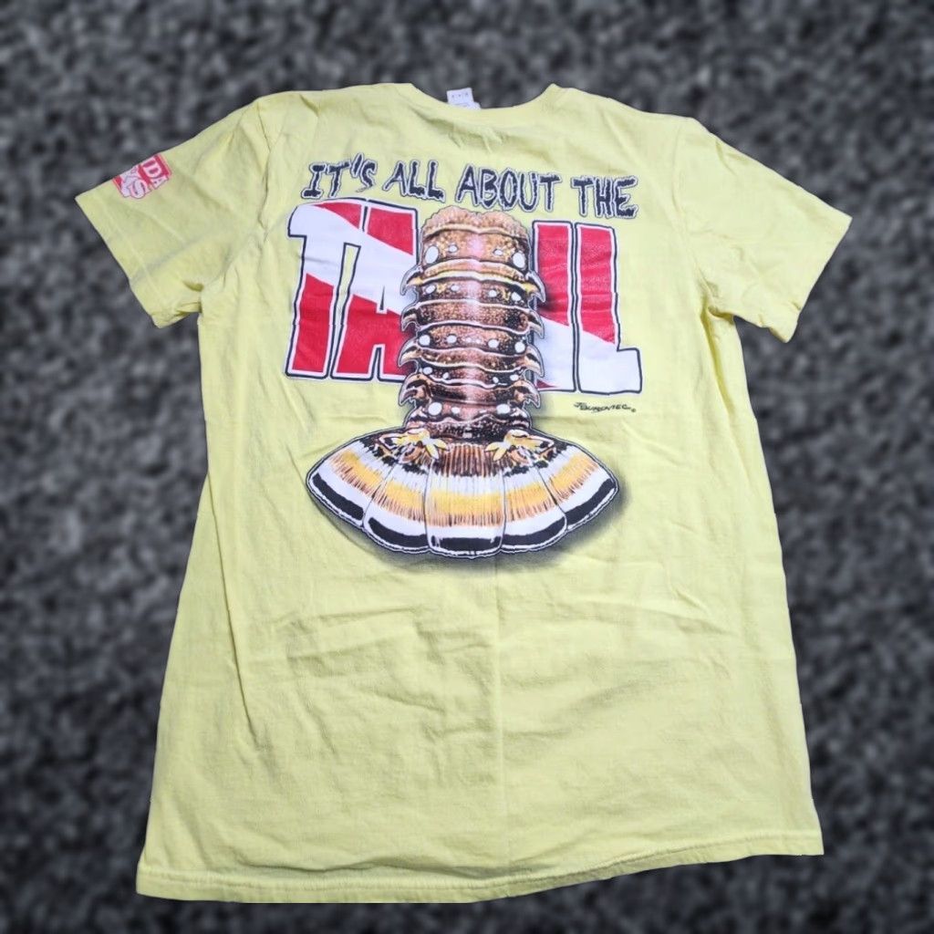 Vintage Gildan Heavy Cotton Graphic T Shirt Mens Yellow M Key West FL Lobster Design Short Sleeve Fall Season Cotton Tee Size US M / EU 48-50 / 2 - 1 Thumbnail
