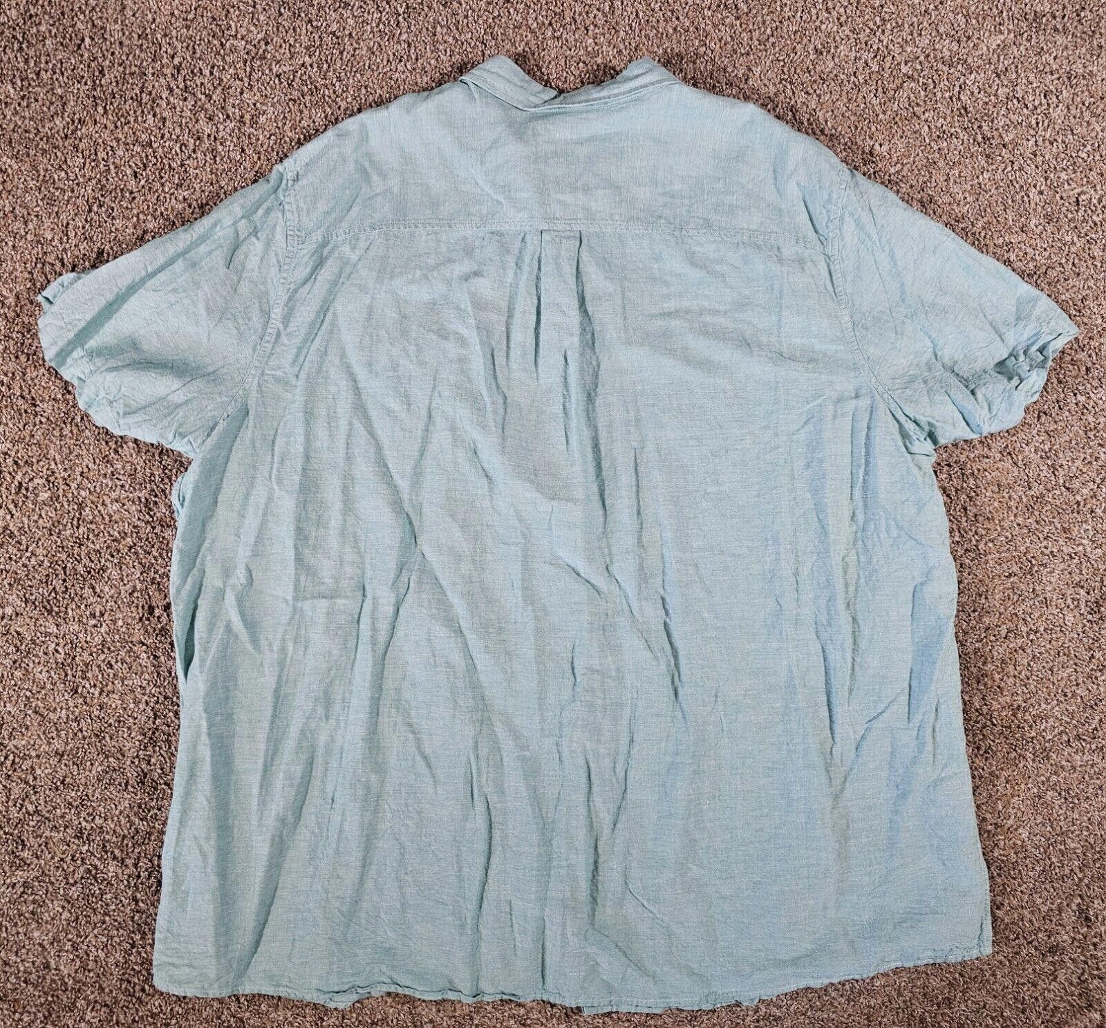 Designer Oak Hill Short Sleeve Button Up Shirt 4XLT Green Blue Size US XXL / EU 58 / 5 - 5 Thumbnail