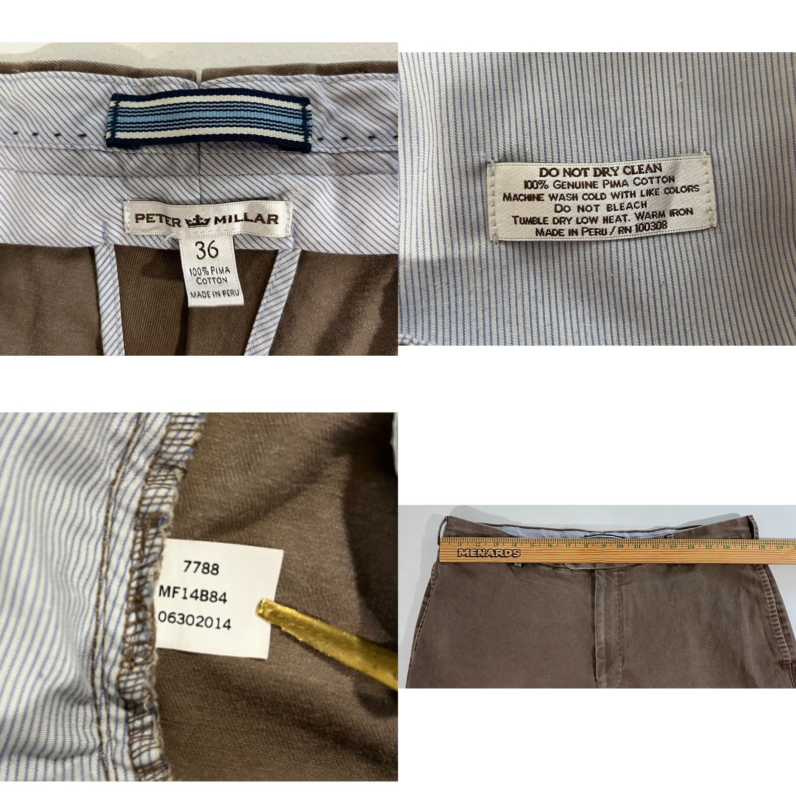 Peter Millar Peter Millar Men’s Crown Pima Cotton Chino Pants Size 36x30 Brown Vintage Regular Straight 30 Inseam Size US 36 / EU 52 - 8 Thumbnail