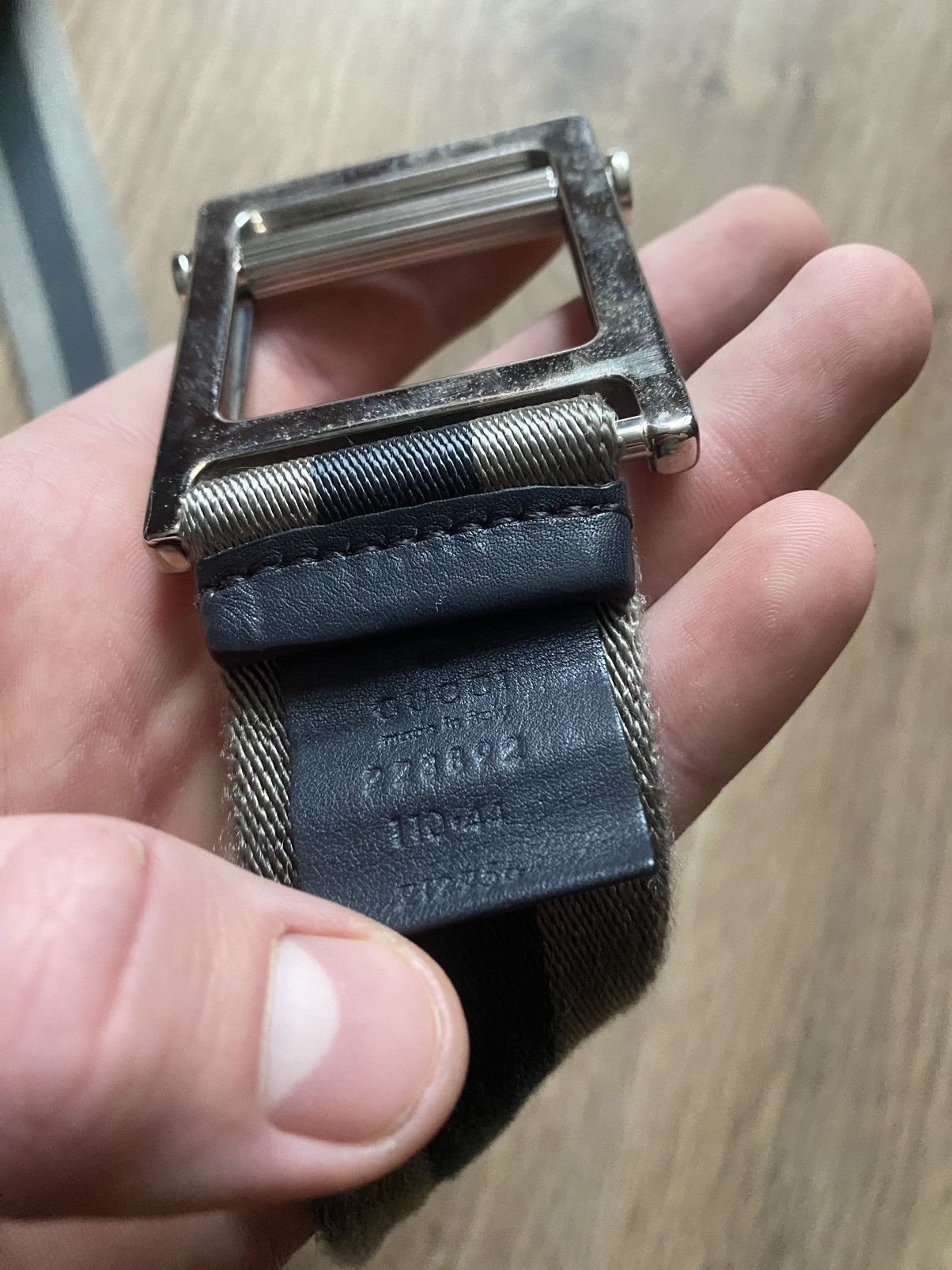 Gucci × Vintage Gucci Gray & Black leather Striped Buckle knitted Belt Size ONE SIZE - 6 Thumbnail