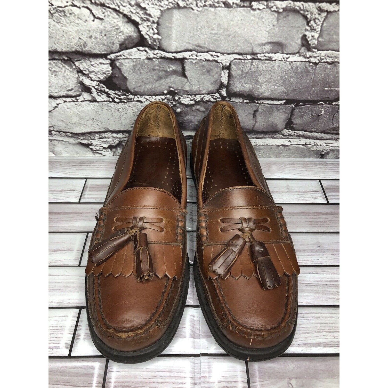 Bass Bass Strout Brown Leather Tassel Loafers SlipOn Casual Shoes Size US 7.5 / EU 40-41 - 2 Thumbnail