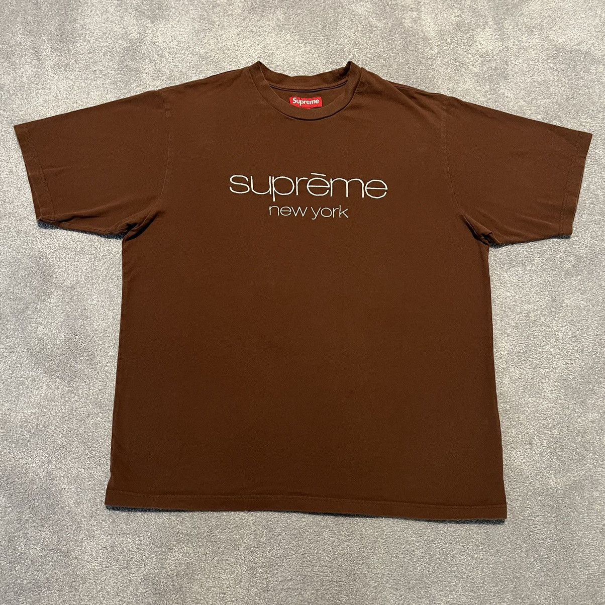 Supreme Supreme Classic Logo S/S Top Tee - Brown FW23 | Grailed