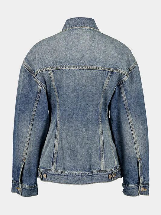 Balenciaga o1w1db10526 Denim Hourglass Jacket in Blue Size US XL / EU 56 / 4 - 2 Thumbnail