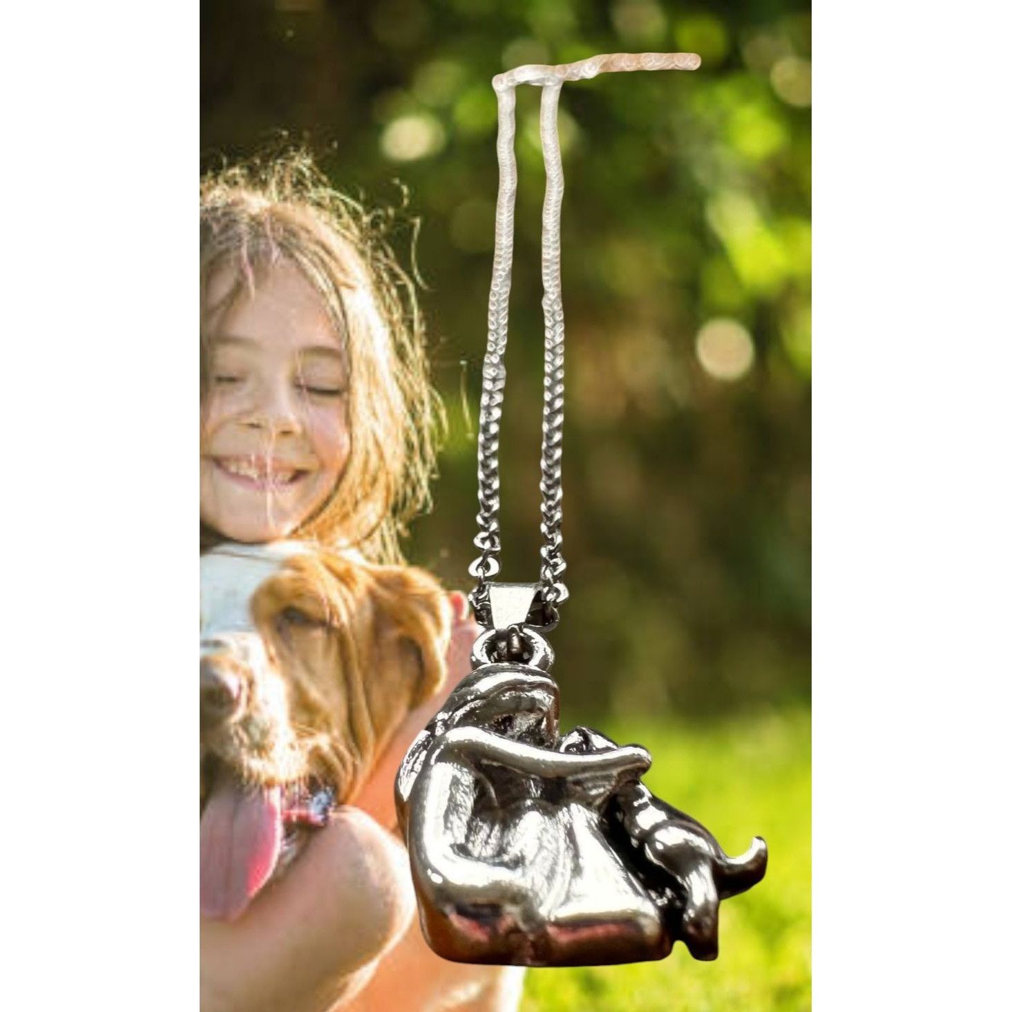 Handmade Girl Hugging Dog Necklace New Pendant Pet Lover Gift Animal Size ONE SIZE - 2 Thumbnail