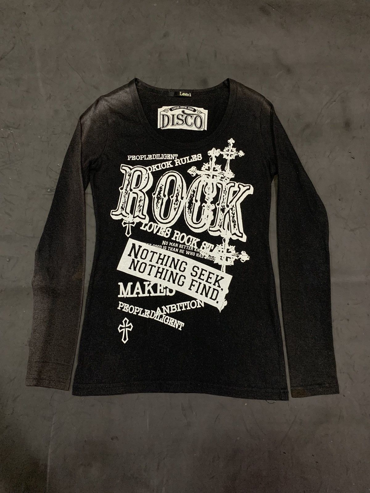 image of 14Th Addiction x In The Attic Lead Poem Cross Long Sleeve in Black, Men's (Size XS)