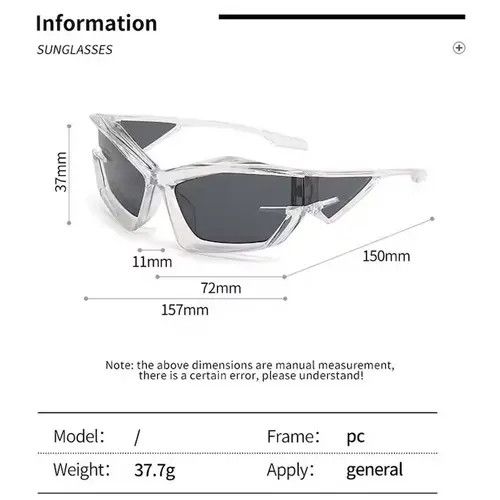 Electric Visual Transparent Frame Irregular Design Sun Glasses Unisex Size ONE SIZE - 2 Thumbnail