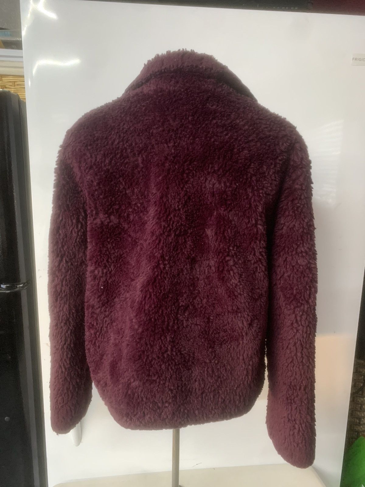 Express Express | Burgundy Teddy Fleece Jacket | Sherpa Soft Size M / US 6-8 / IT 42-44 - 2 Thumbnail