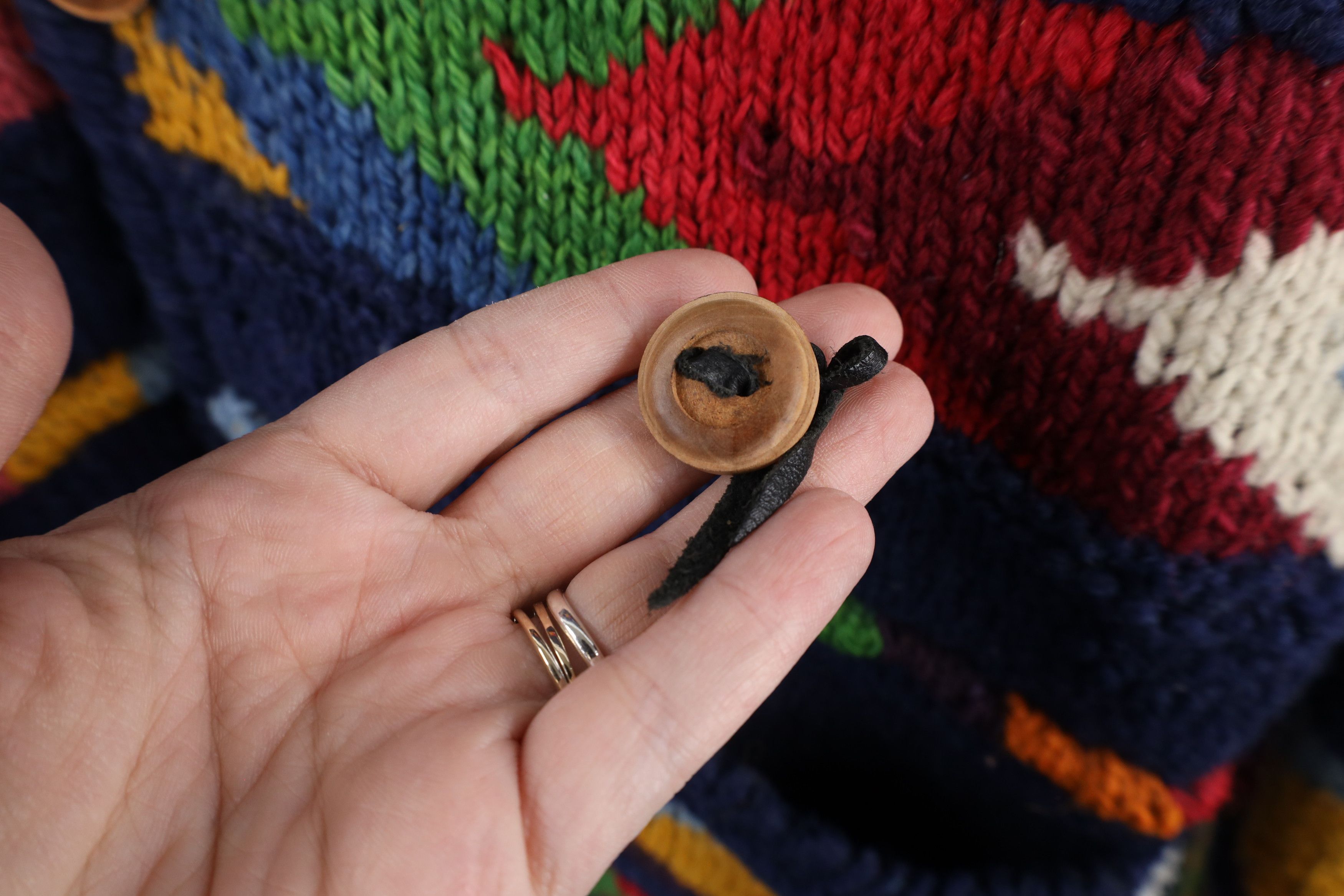 Vintage Vintage 90s Streetwear Hand Knit Rainbow Cardigan Sweater Size ONE SIZE - 9 Thumbnail