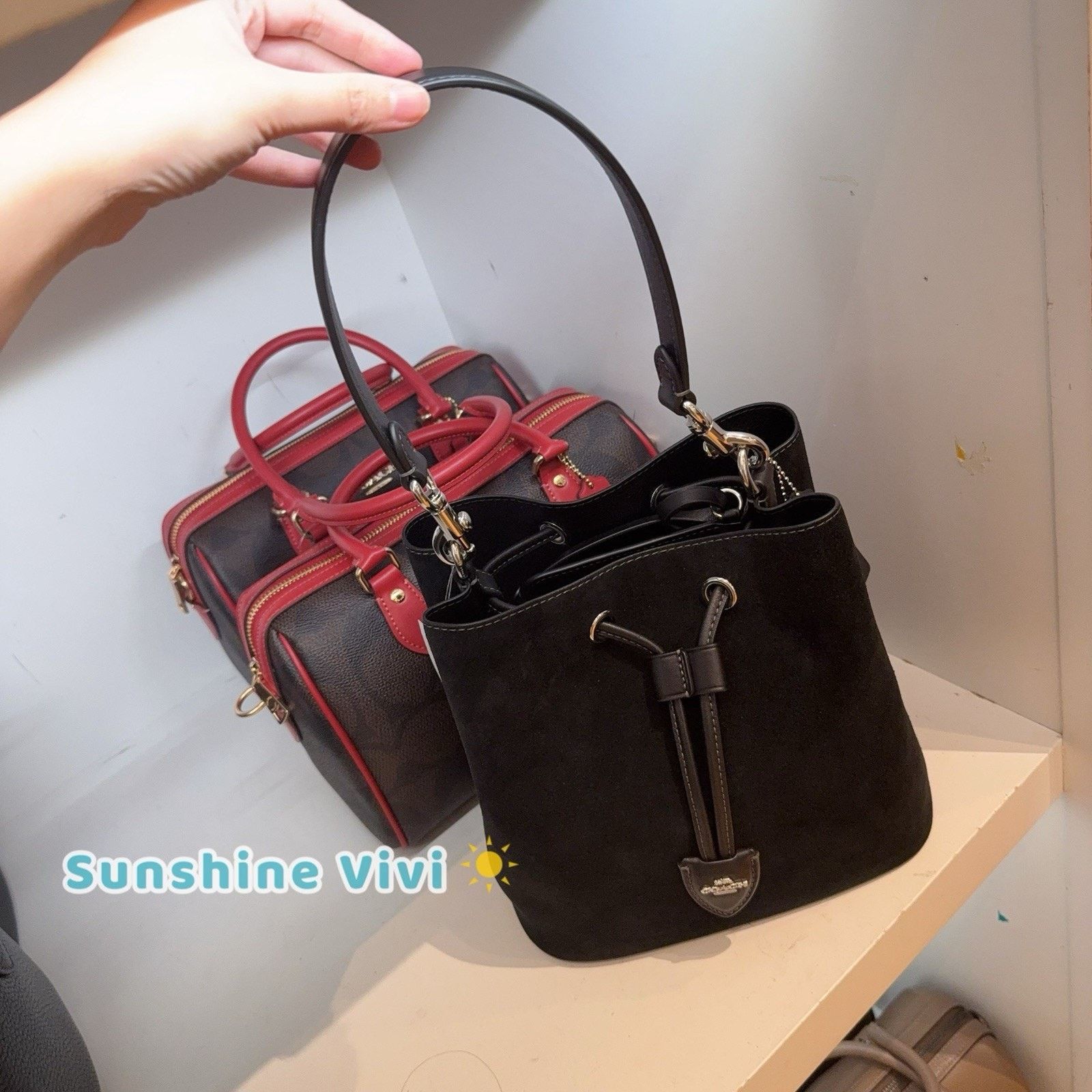 Coach NWT Coach Rowan Bucket Bag Cherry Charm CCZ89 Suede Size ONE SIZE - 1 Thumbnail
