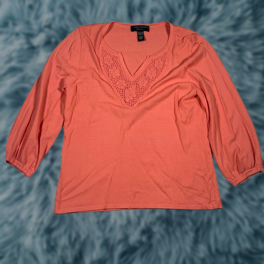 Vintage Cable & Gauge Women’s Blouse Top Cable Gauage Orange Petite Large Size L / US 10 / IT 46 - 1 Thumbnail