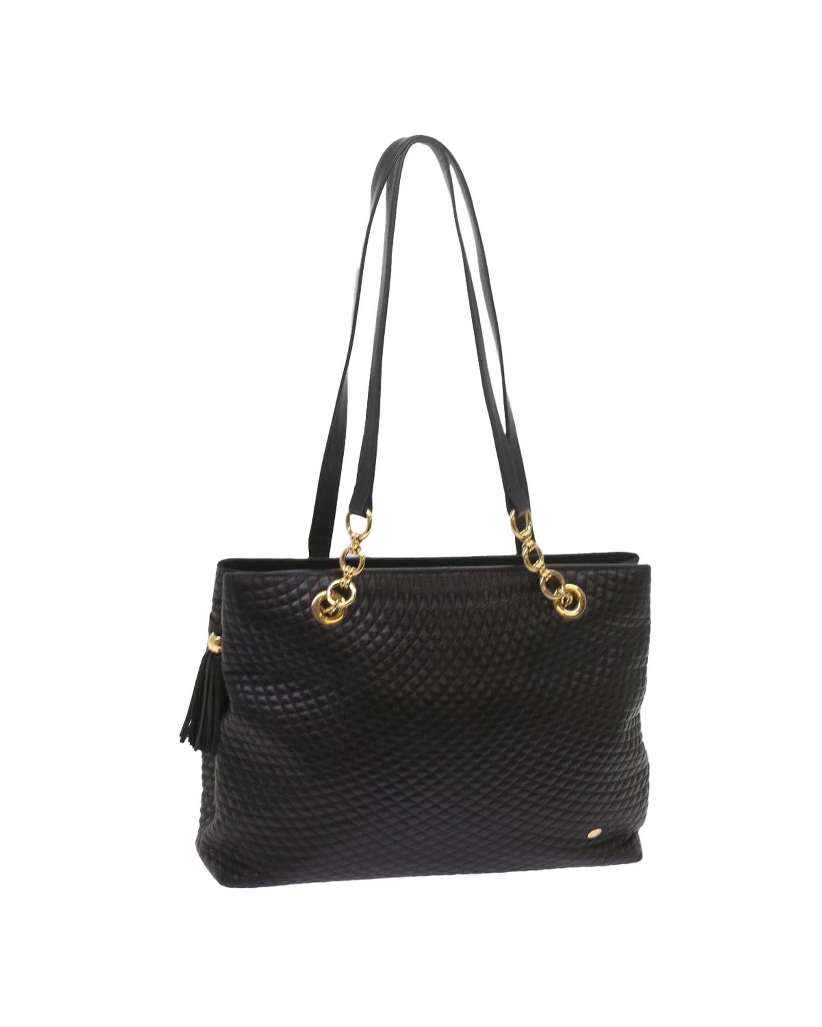 image of Bally Matelasse Leather Shoulder Bag in Black, Women's