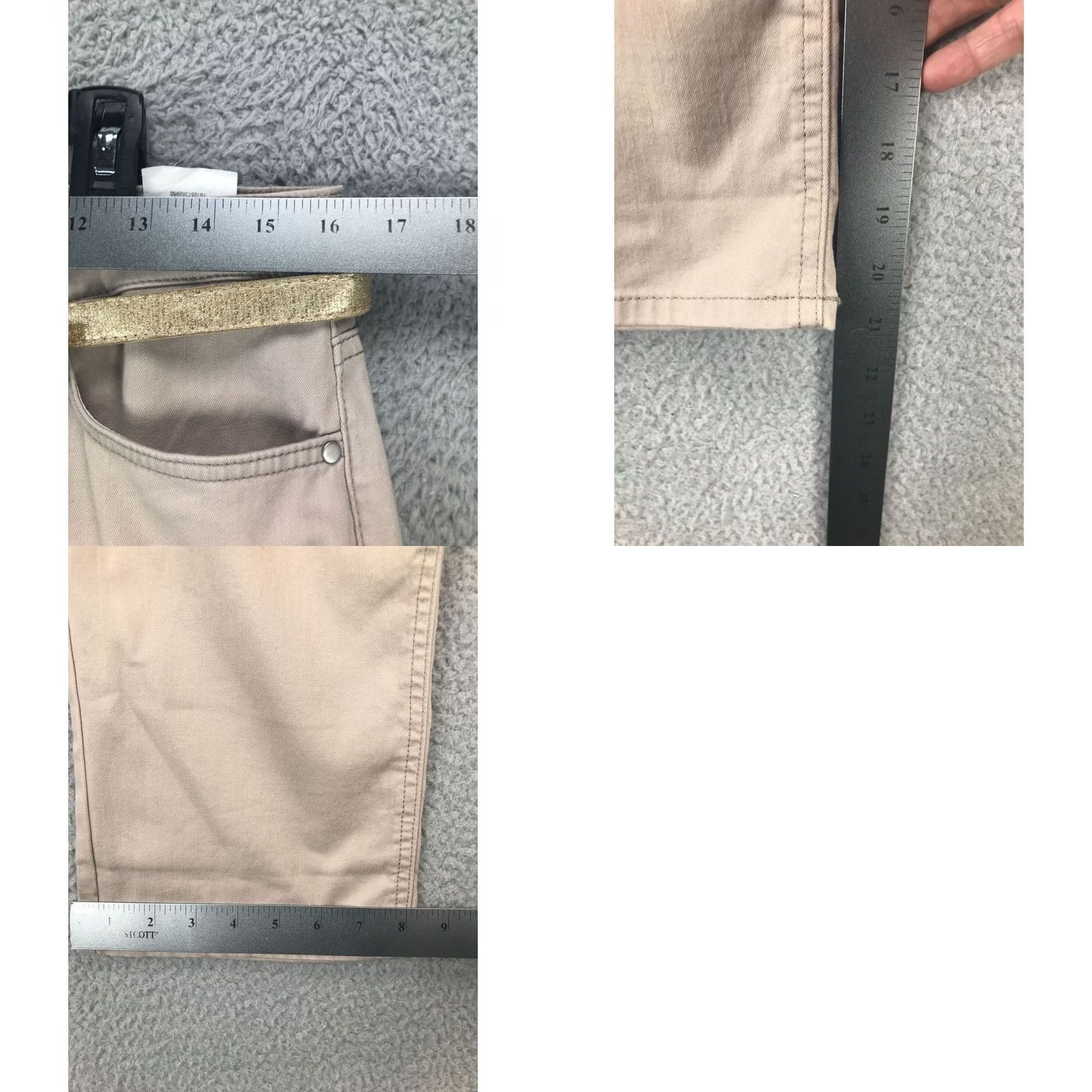 Lee Lee Riders Capri Pants Womens 12M Tan Mid Rise Belted Outdoors Denim Slacks New Size 34" / US 12 / IT 48 - 8 Thumbnail