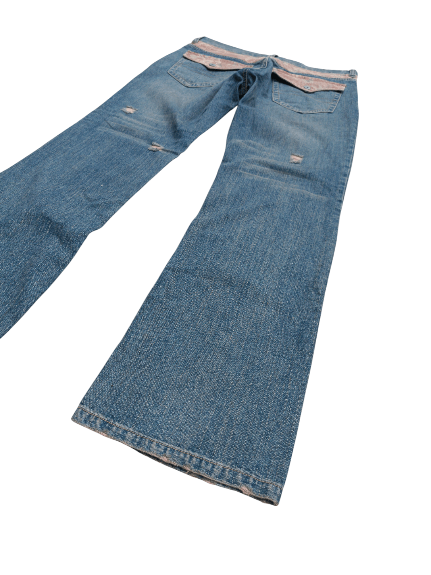 Japanese Brand FLARE JEANS JUNGLE STORM BLUE FADED DISTRESSED DENIM PANTS Size US 30 / EU 46 - 15 Thumbnail