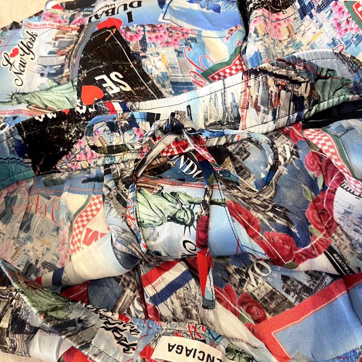 Balenciaga $1050 Balenciaga Logo Postcard Print Silk Shorts, Size 44 Size US 28 / EU 44 - 8 Thumbnail