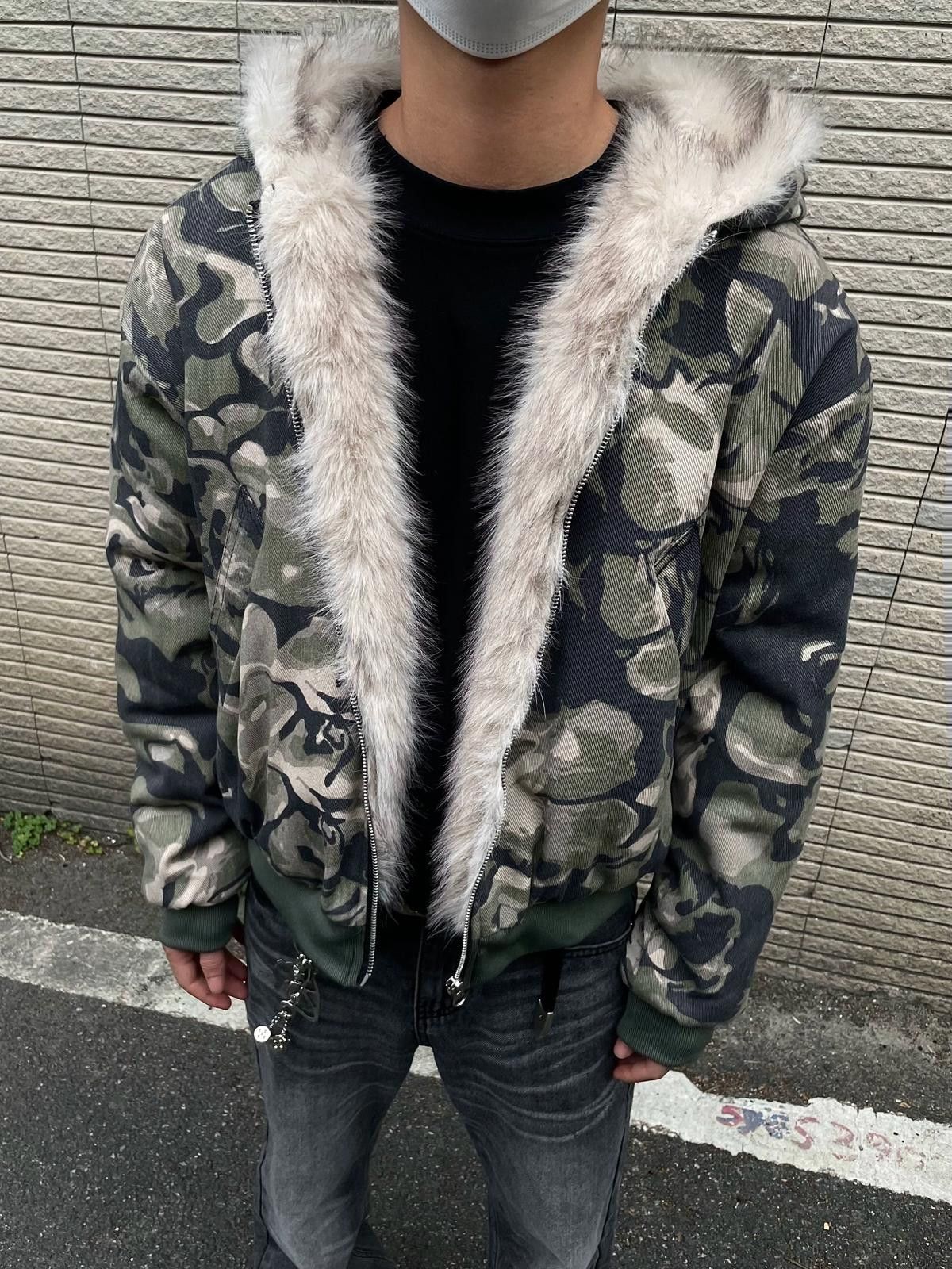 Japanese Brand Camouflage Faux Fur Lined Hooded Jacket, Men's Outerwear Size US L / EU 52-54 / 3 - 5 Thumbnail