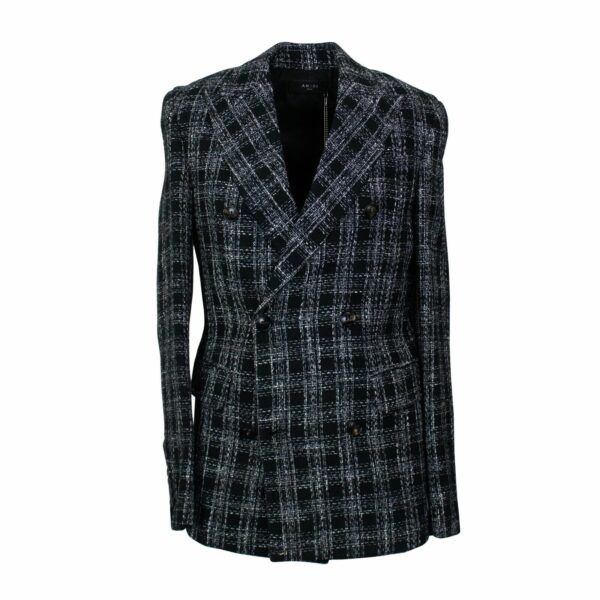 Amiri o1gr1nt1024 Buckle Double Breasted Blazer in Black Grey Size US S / EU 44-46 / 1 - 1 Thumbnail