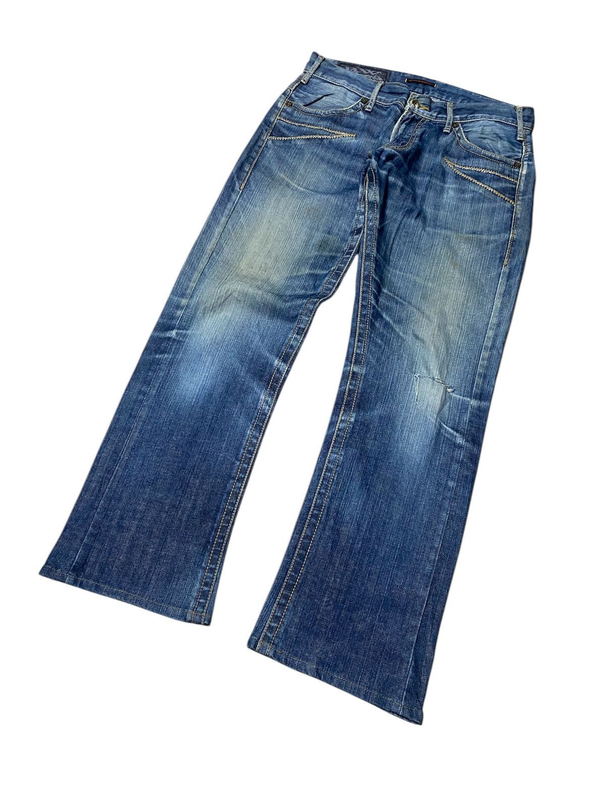 Japanese Brand 💥FLARE BLUEWAY JEANS💥 Size US 33 - 2 Thumbnail