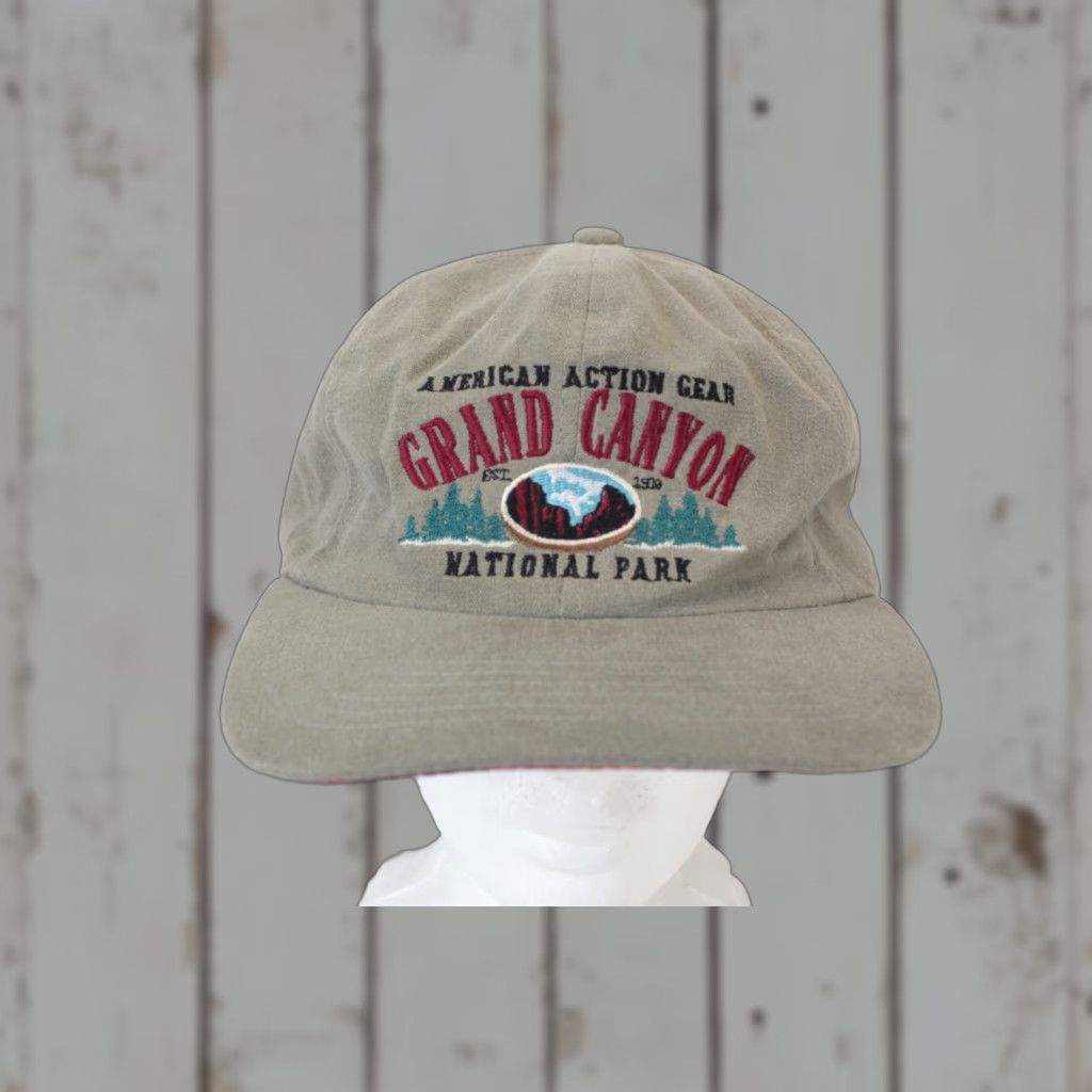 Vintage VINTAGE Grand Canyon Snapback Hat Beige Red Plaid Bill 90s Unbranded Adjustable Unisex Adults Hat Mens Womens Boys Girls Size ONE SIZE - 1 Thumbnail