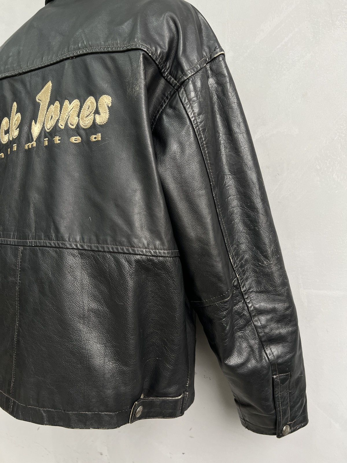 Jack & Jones Leather moto cropped avant garde y2k jacket retro vibe Size US L / EU 52-54 / 3 - 8 Thumbnail