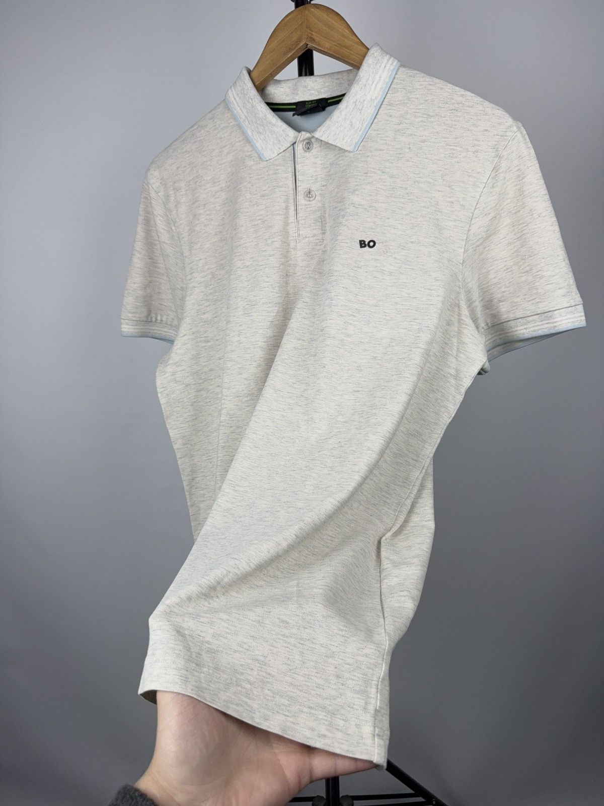 Hugo Boss Hugo Boss BO/SS Logo Slim Fit Stretch Polo Shirt Light Grey Size US L / EU 52-54 / 3 - 3 Thumbnail