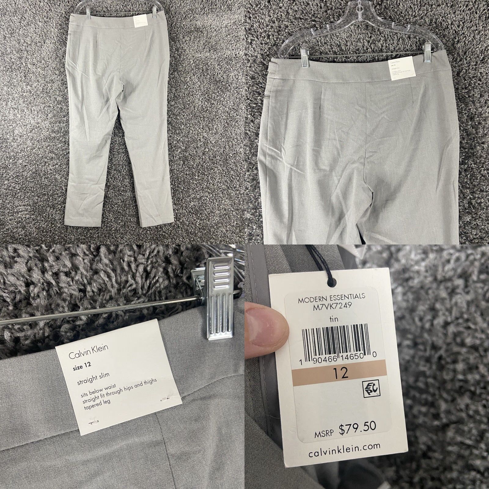 Calvin Klein NEW Calvin Klein Slim Straight Dress Pants Gray Women’s 12 Size 34" / US 12 / IT 48 - 8 Thumbnail