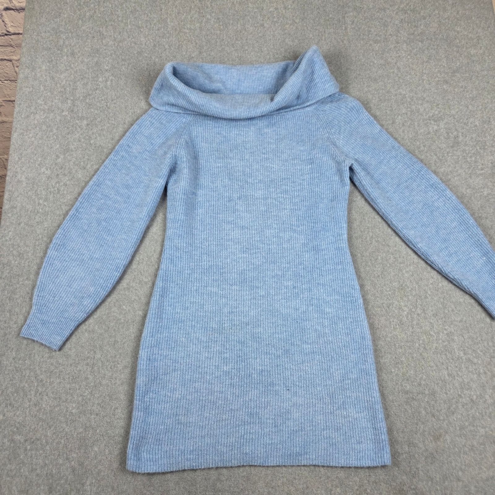 H&M H&M Large Blue Sweater Dress Versatile Cowl Neck Size L / US 10 / IT 46 - 4 Thumbnail