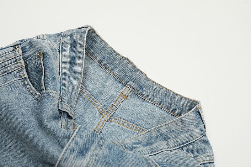 Jean American street embroidered wide-leg jeans with side buttons Size US 32 / EU 48 - 4 Thumbnail
