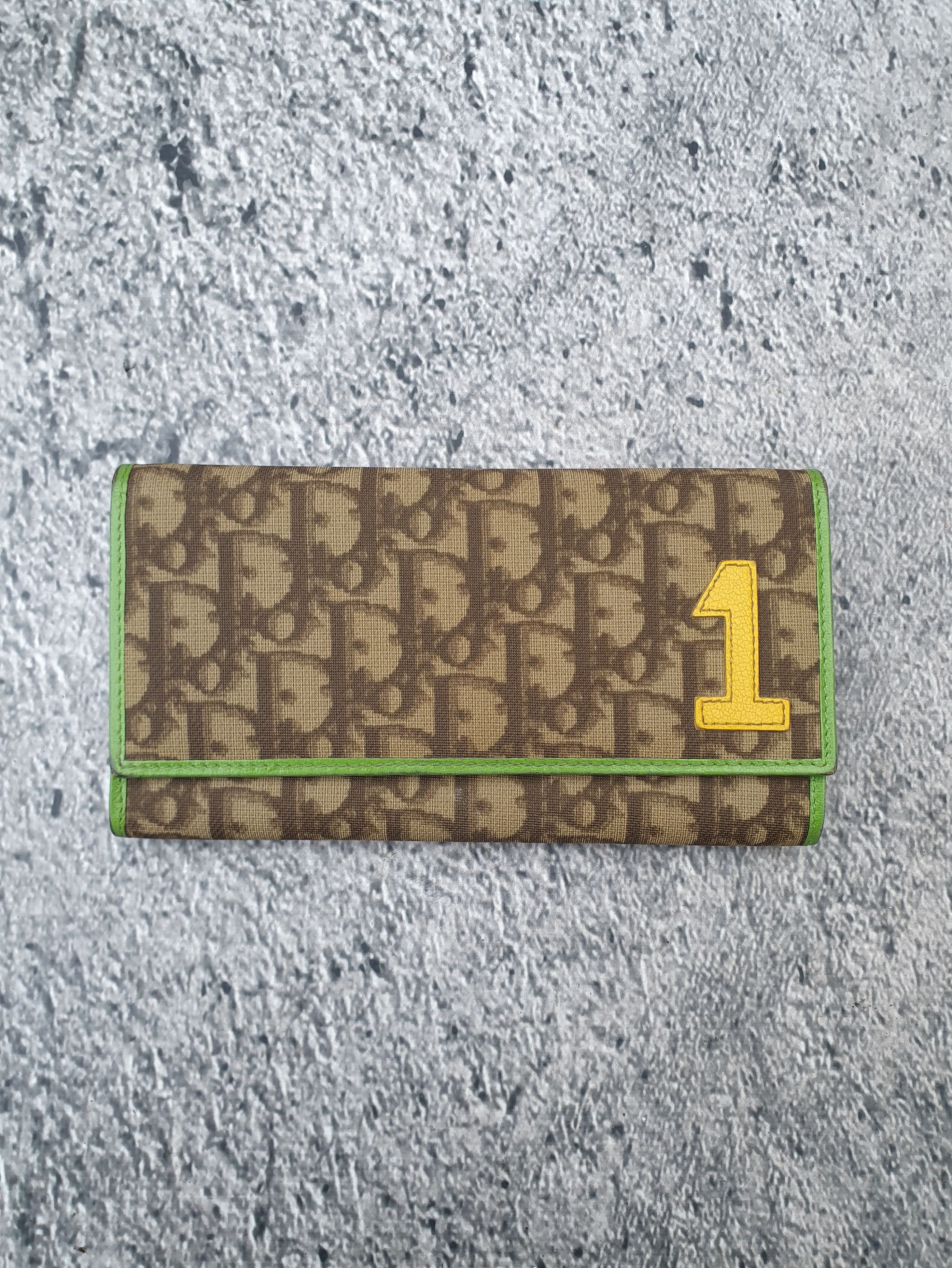 image of Y2K Dior Trotter Monogram 1 Rasta Long Wallet in Brown/Green/Yellow, Men's