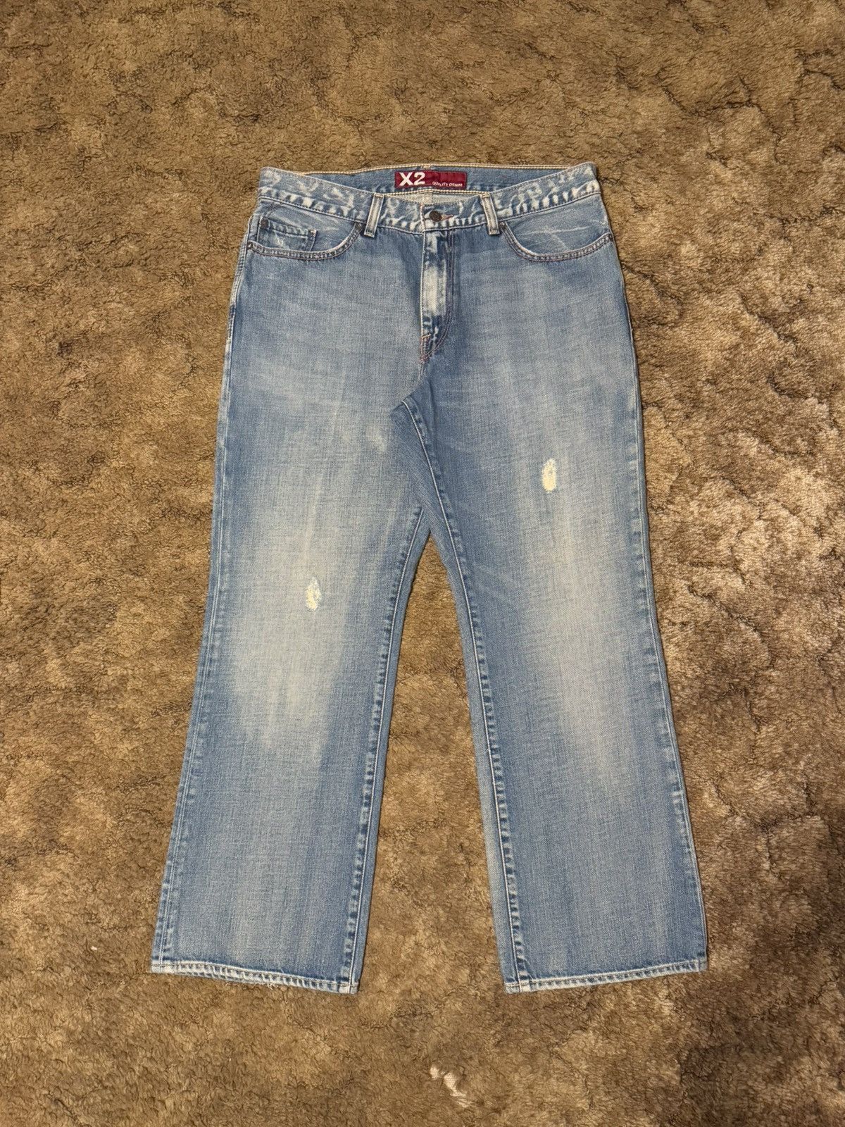 X2 X2 Baggy Distressed Bootcut Jeans Lightwash Blue 36 x 30 Size US 36 / EU 52 - 3 Thumbnail