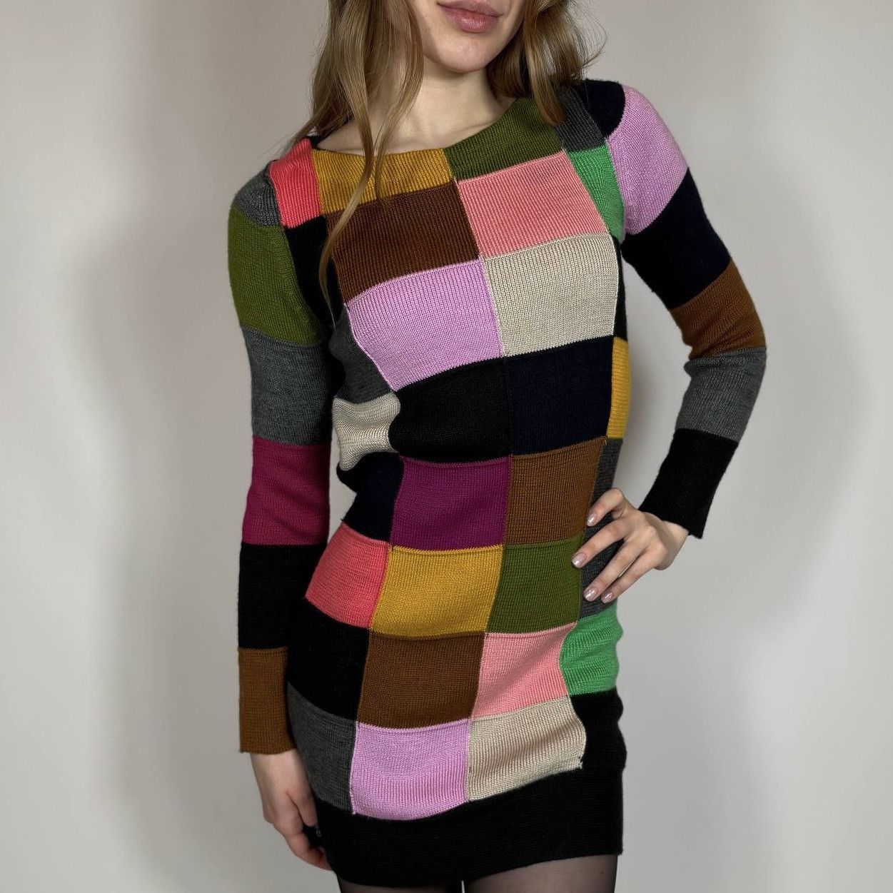 Sonia Rykiel Vintage Y2K Sonia Rykiel Patchwork Japanese Style Mini Dress Size M / US 6-8 / IT 42-44 - 1 Thumbnail