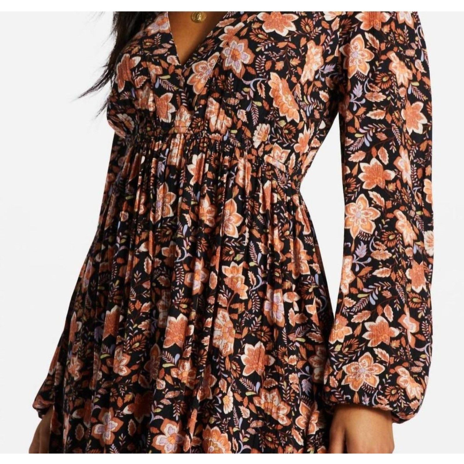 Billabong Billabong Tunic Sweetest Dream Floral Dress Long Sleeve Size M / US 6-8 / IT 42-44 - 4 Thumbnail