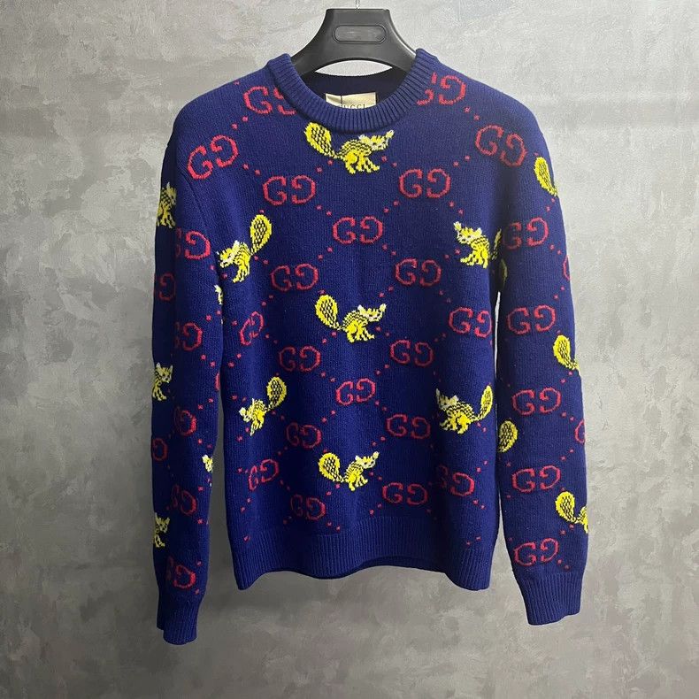Gucci Gucci The latest blue animal letter pattern round-neck casu Size US XS / EU 42 / 0 - 1 Thumbnail