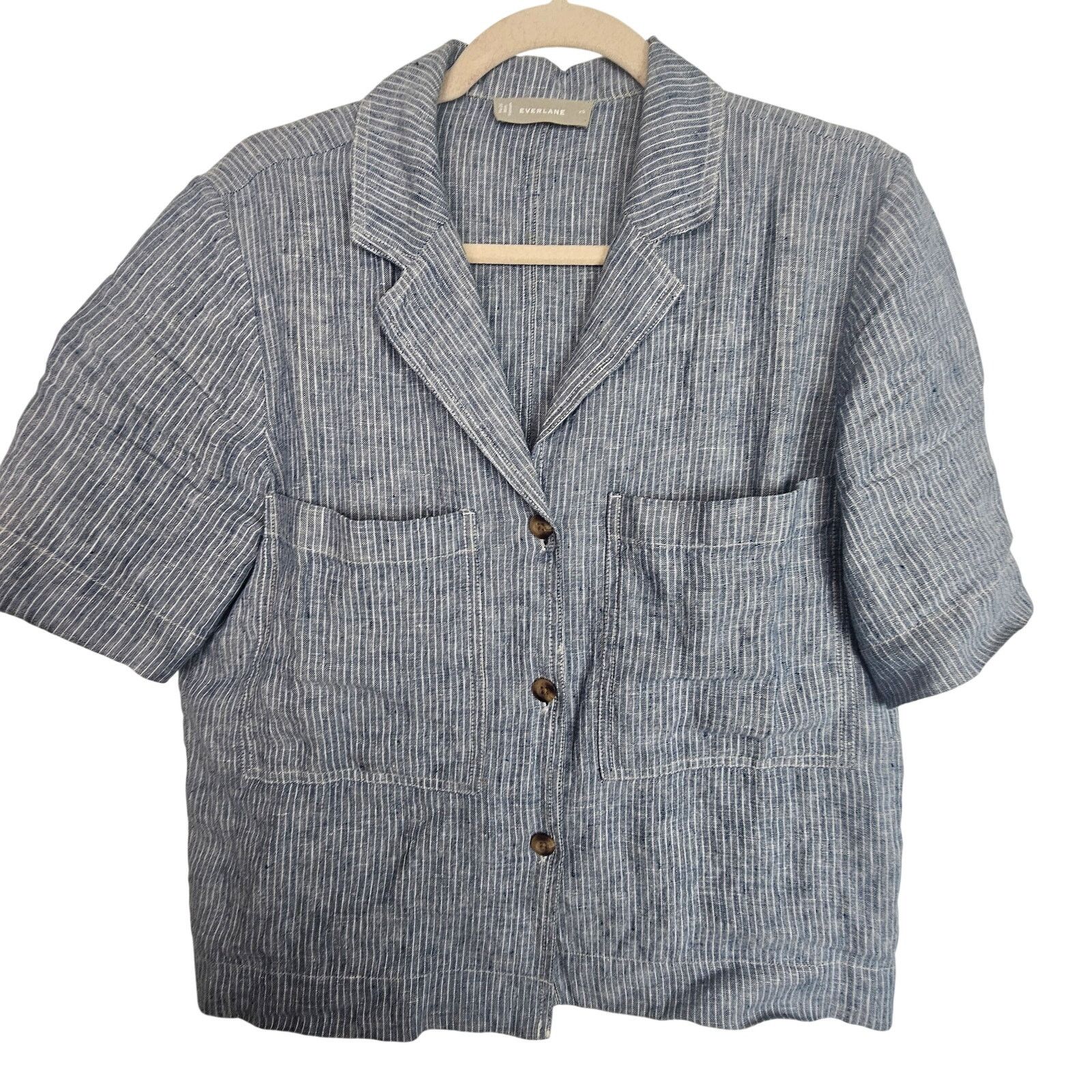 Everlane Everlane Women Striped Linen Button Shirt XS Boxy Resortwear Size XS / US 0-2 / IT 36-38 - 1 Thumbnail