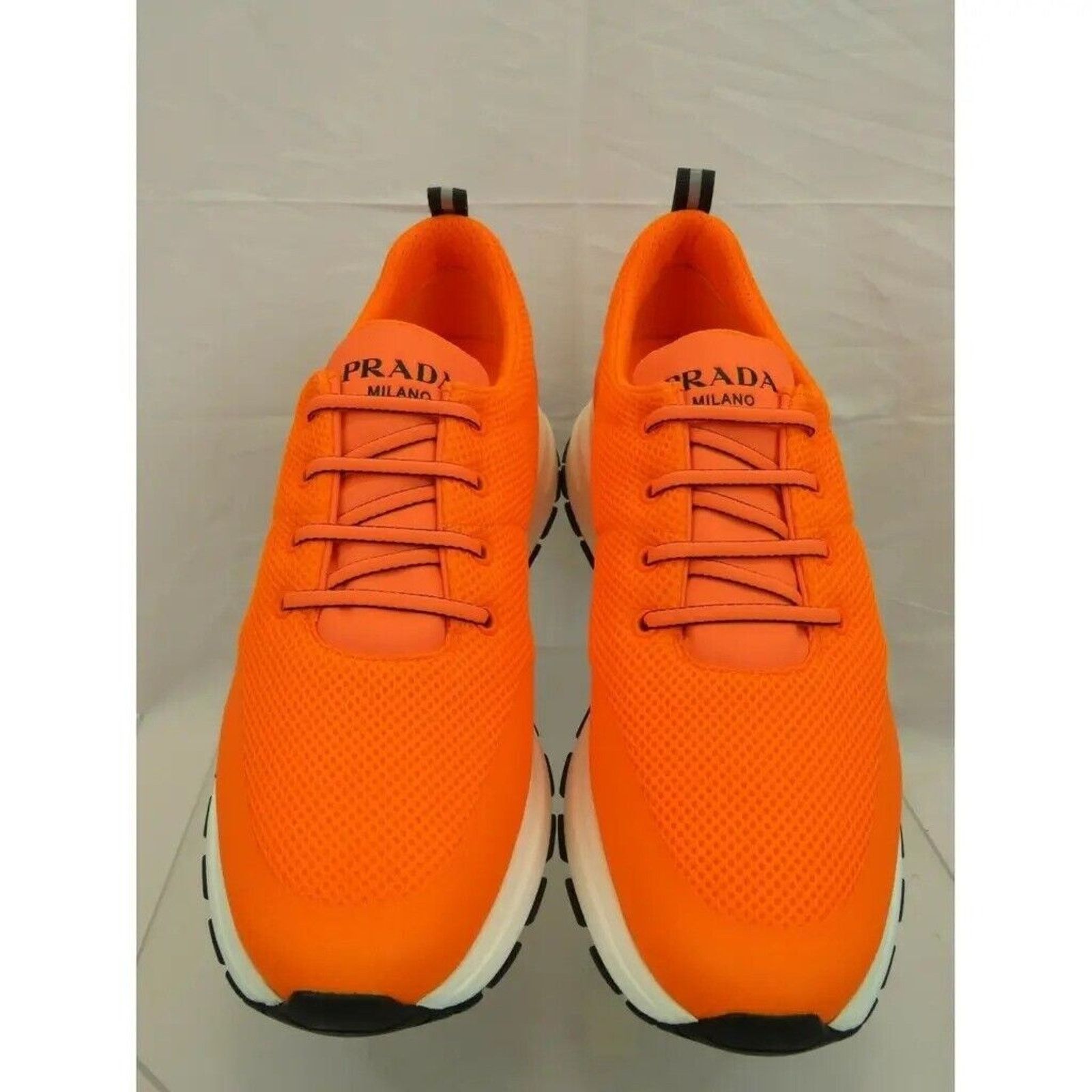 Prada PRADA 4E3499 NEON ORANGE MESH BLACK LOGO SNEAKERS 9 / US 10 Size US 10 / EU 43 - 4 Thumbnail