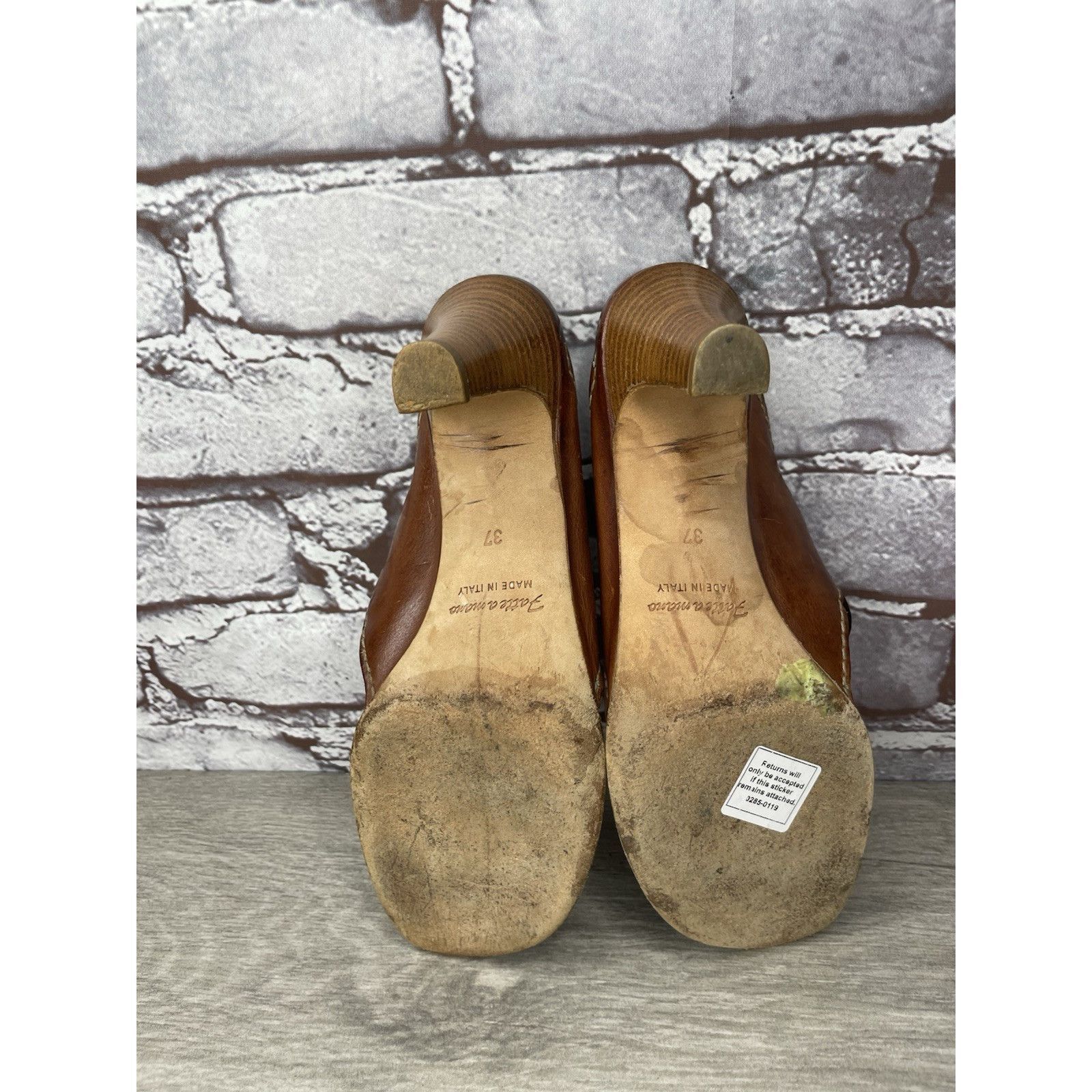 Barneys New York Henry Beguelin for Barneys New York Brown Leather Thong Heel Size US 6.5 / IT 36.5 - 20 Thumbnail