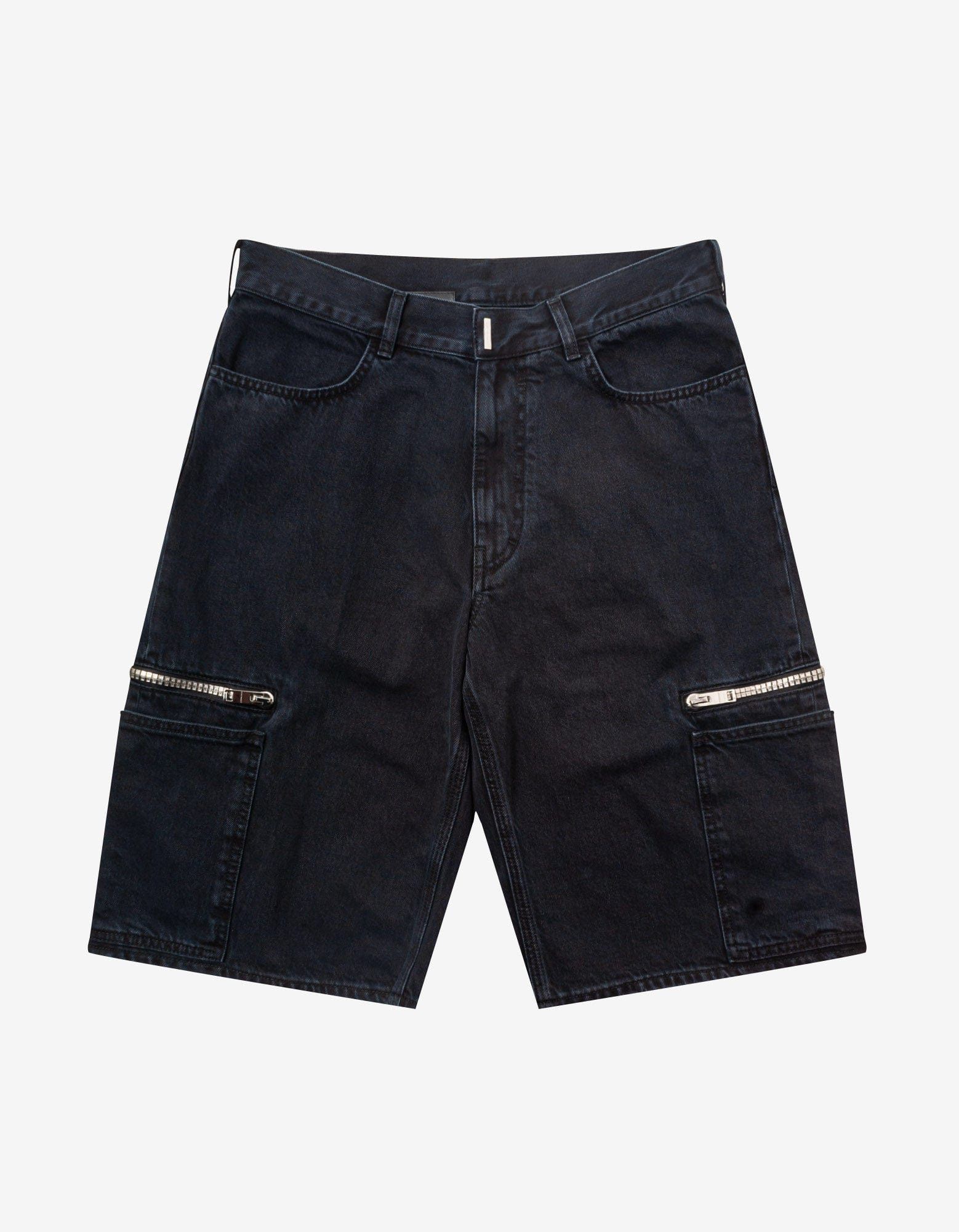 image of Givenchy Black Denim Cargo Bermuda Shorts, Men's (Size 31)