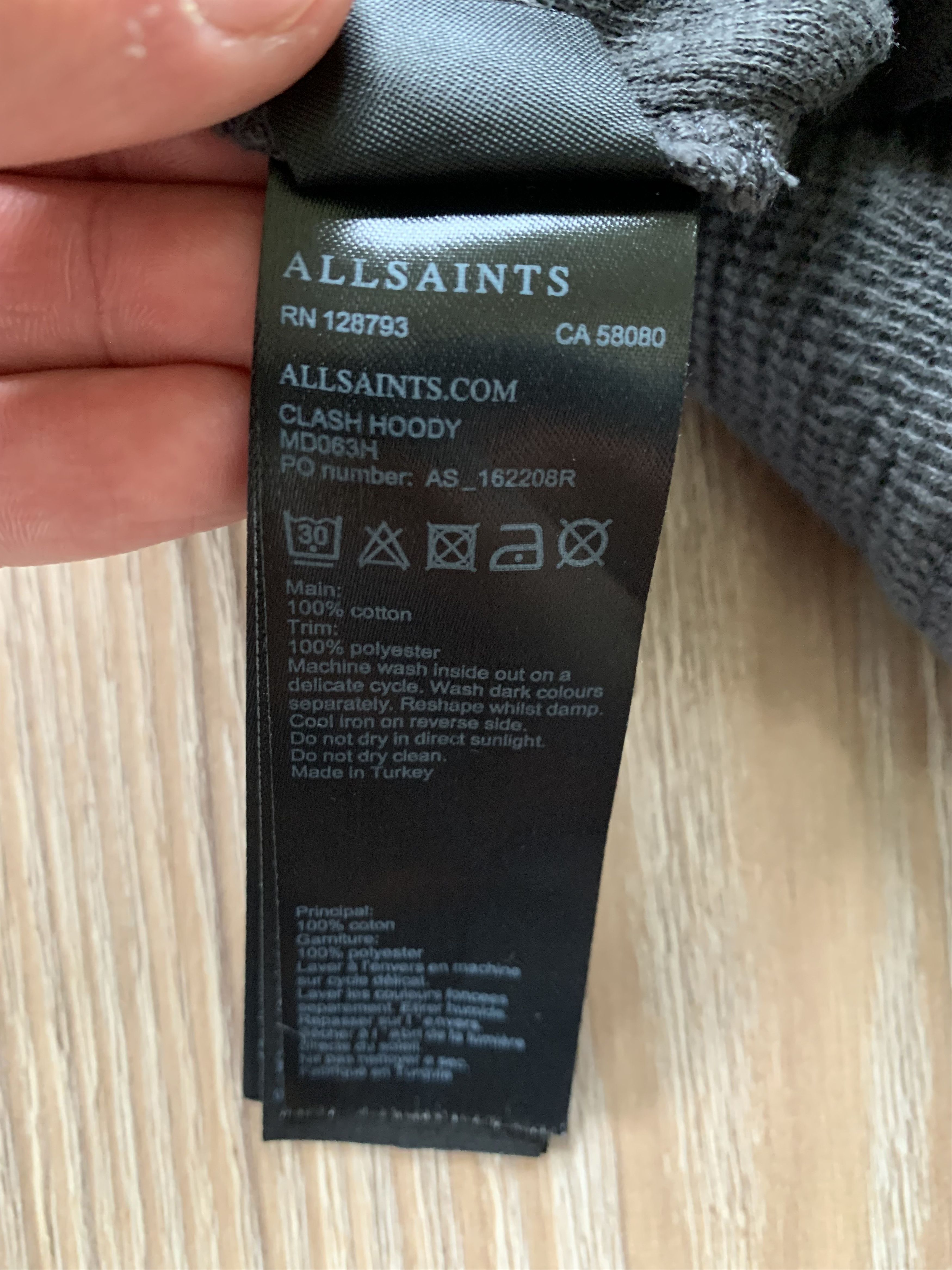 Allsaints Allsaints Grey Cotton Zip Clash Hoodie Size US S / EU 44-46 / 1 - 7 Thumbnail