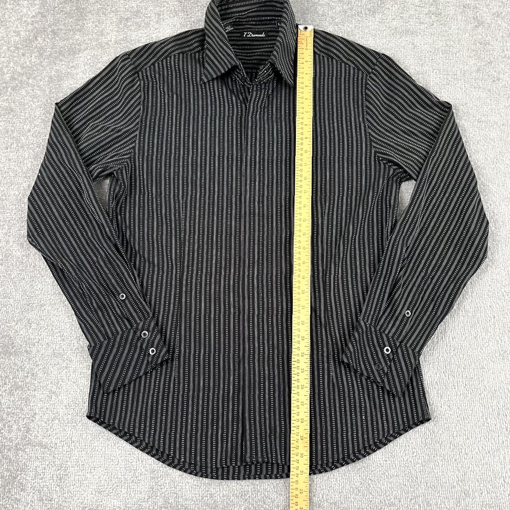 Vintage 7 Diamonds Shirt Mens Large Black White Stitched Button Up Long Sleeve Preppy Size US L / EU 52-54 / 3 - 3 Thumbnail