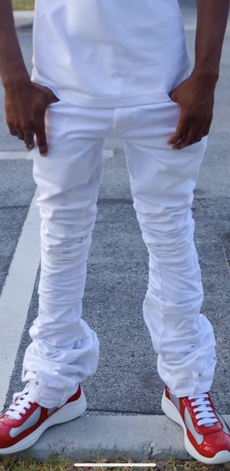 Pacsun White Super Stacked Denim Jeans Size US 29 - 1 Thumbnail