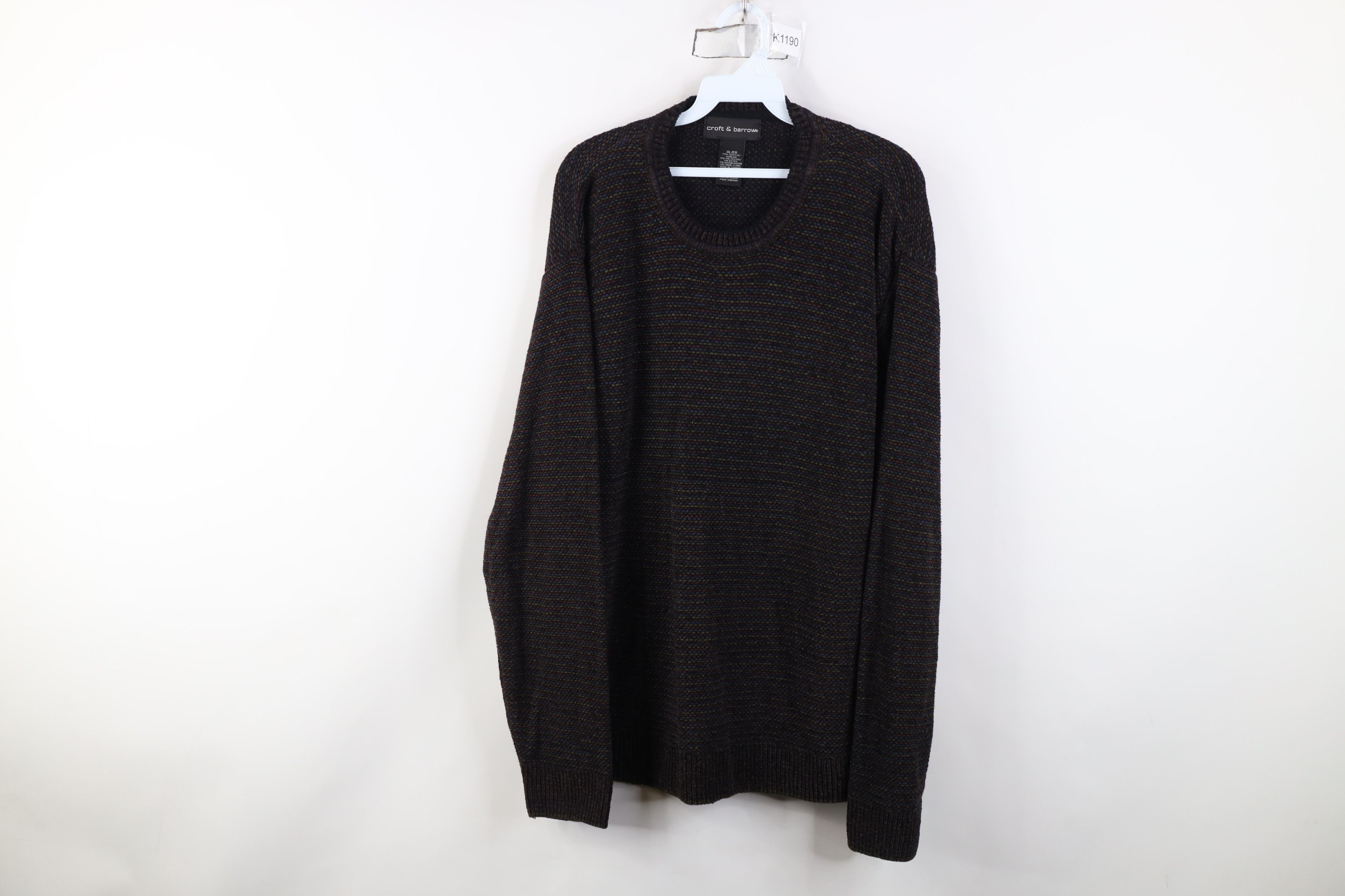 Vintage Vintage 90s Streetwear Striped Knit Fleece Crewneck Sweater Size US XL / EU 56 / 4 - 1 Thumbnail