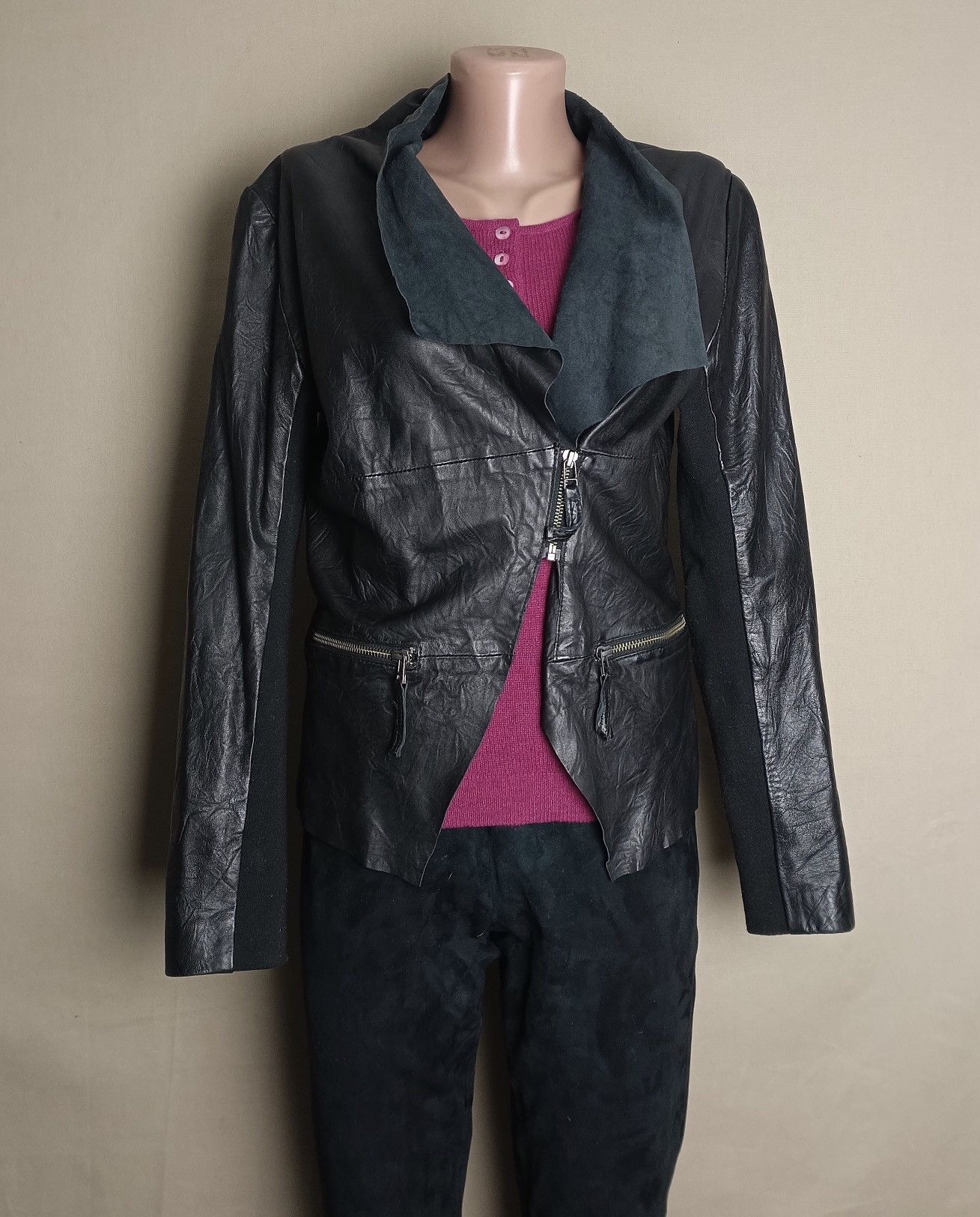 Designer CIGNO NERO Genuine Leather Jacket Black EU 36 Size XS / US 0-2 / IT 36-38 - 1 Thumbnail