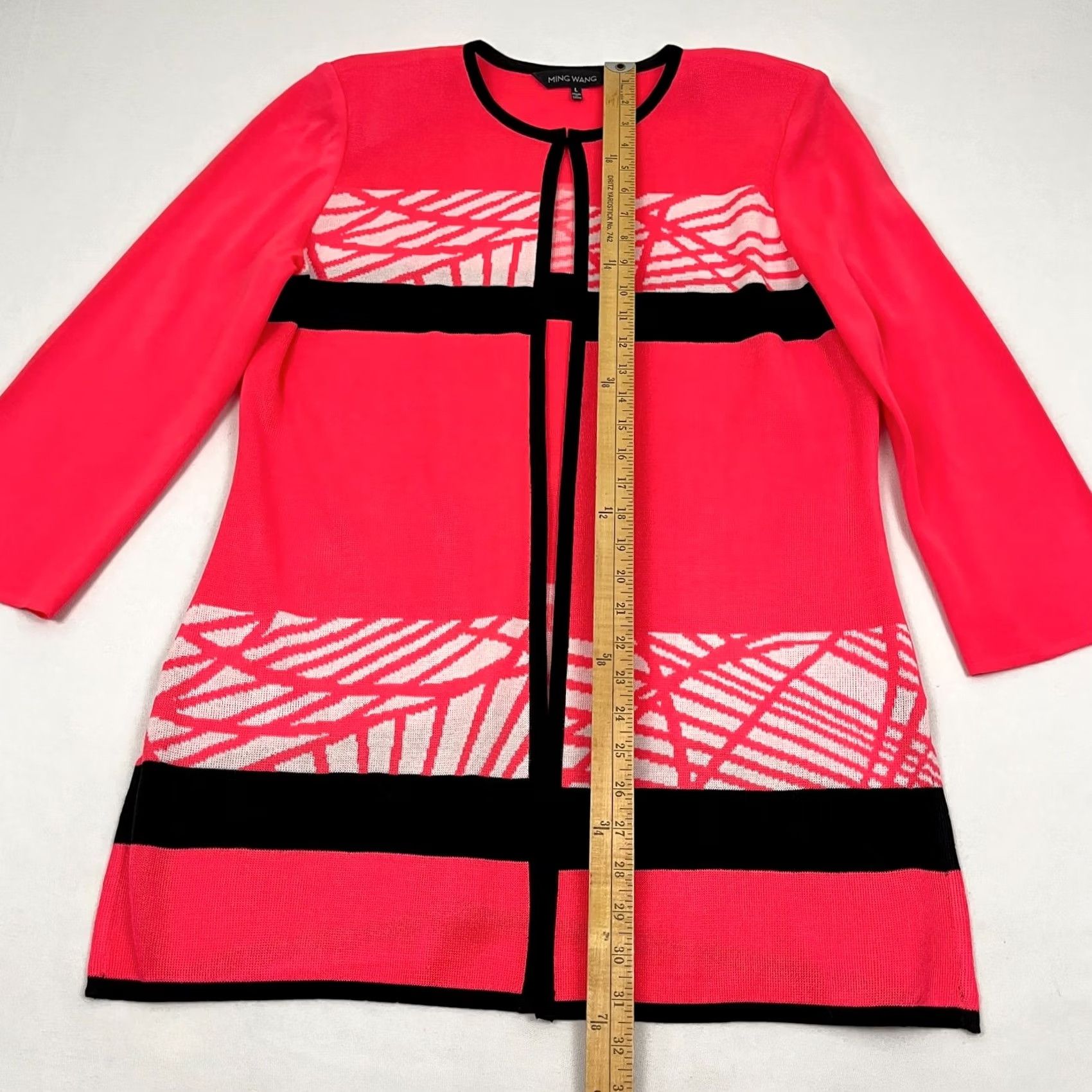 Vintage Ming Wang Jacket Womens L Neon Pink Open Front Hook Tunic 3/4 Sleeve Cardigan Size L / US 10 / IT 46 - 4 Thumbnail