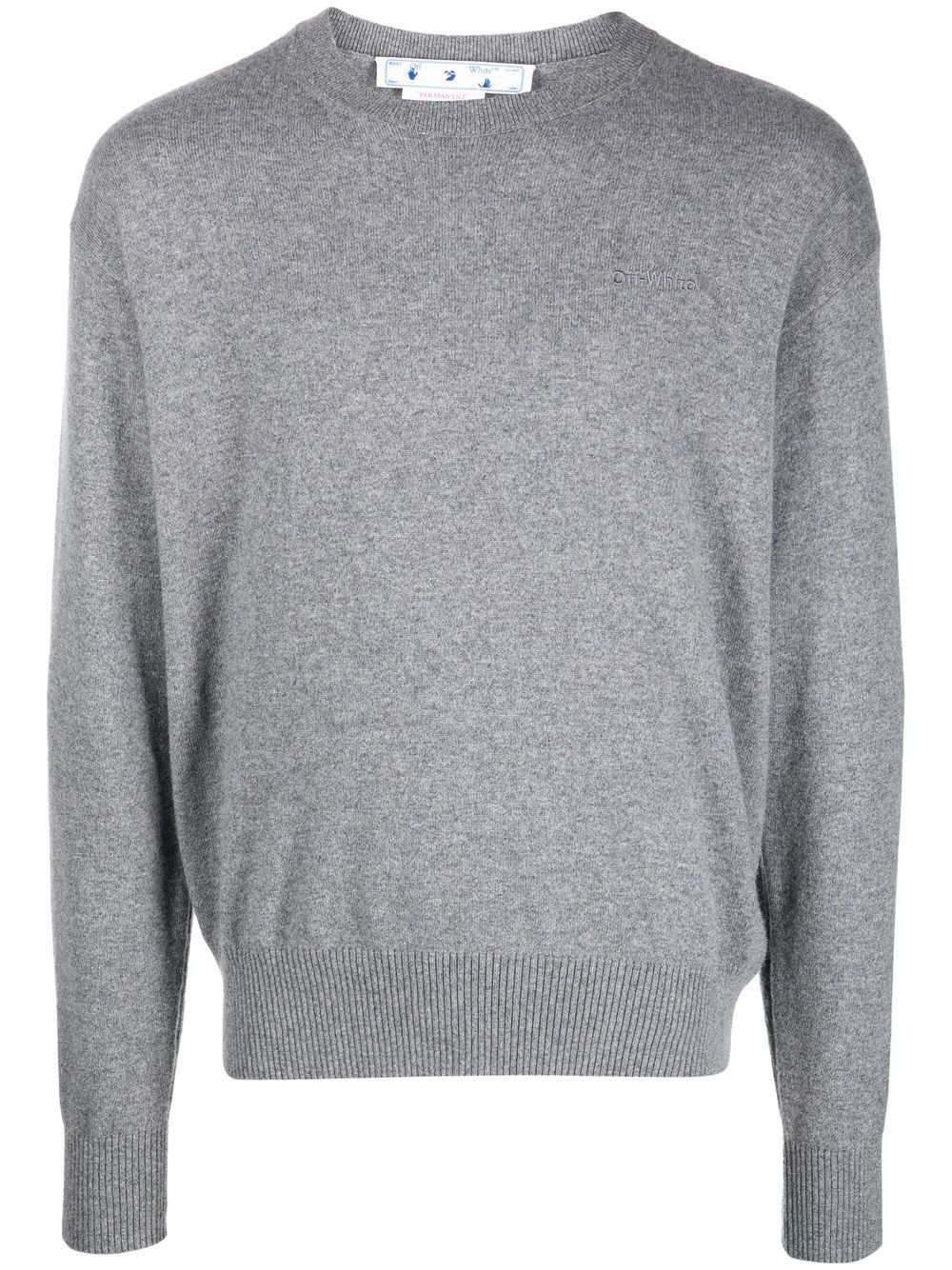 Off-White o1gr1nt1124 For All Knit Cashm Crewneck Sweater Melange Grey Size US XS / EU 42 / 0 - 1 Thumbnail
